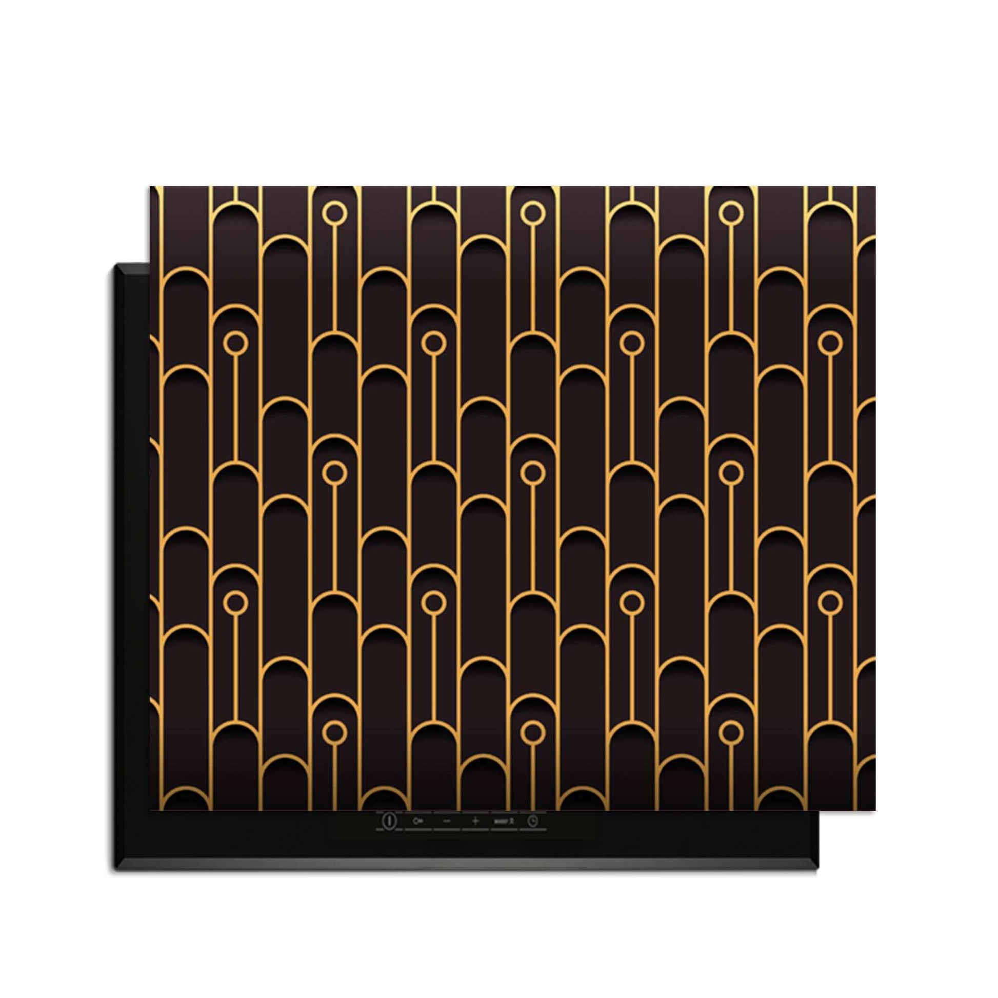 Golden Arc - Herdabdeckplatte mit elegantem geometrischem Muster und goldenen Akzenten