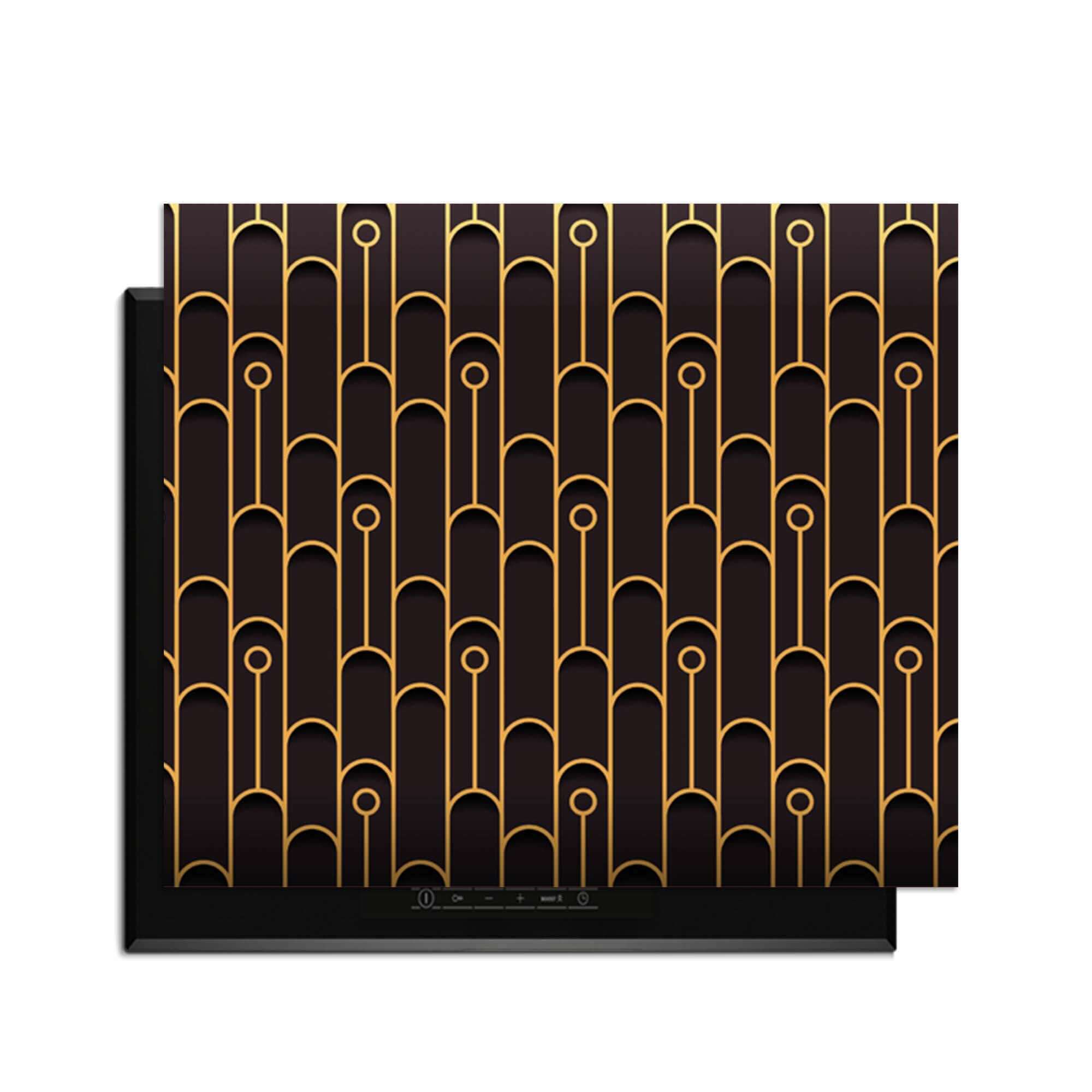 Golden Arc - Herdabdeckplatte mit elegantem geometrischem Muster und goldenen Akzenten