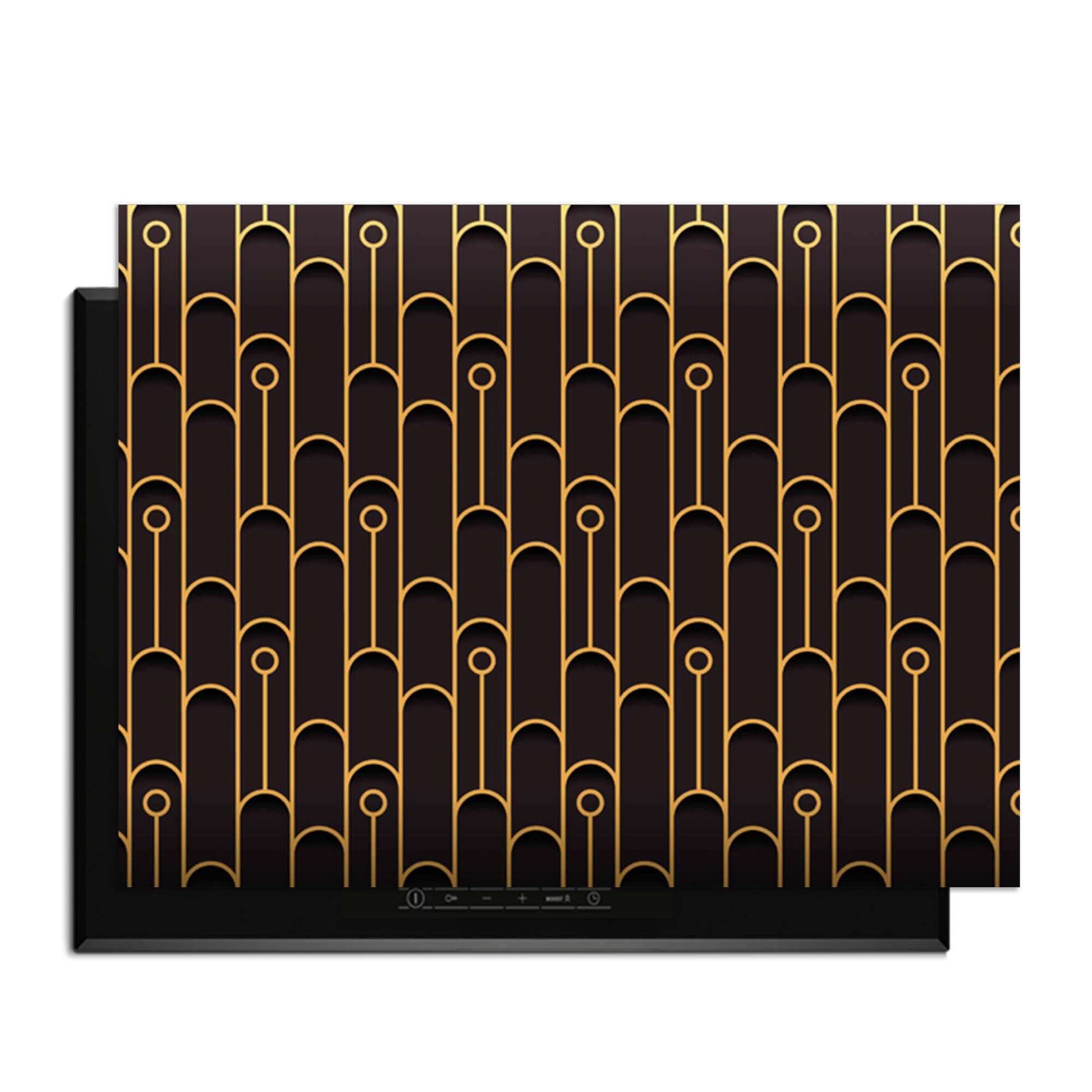 Golden Arc - Herdabdeckplatte mit elegantem geometrischem Muster und goldenen Akzenten