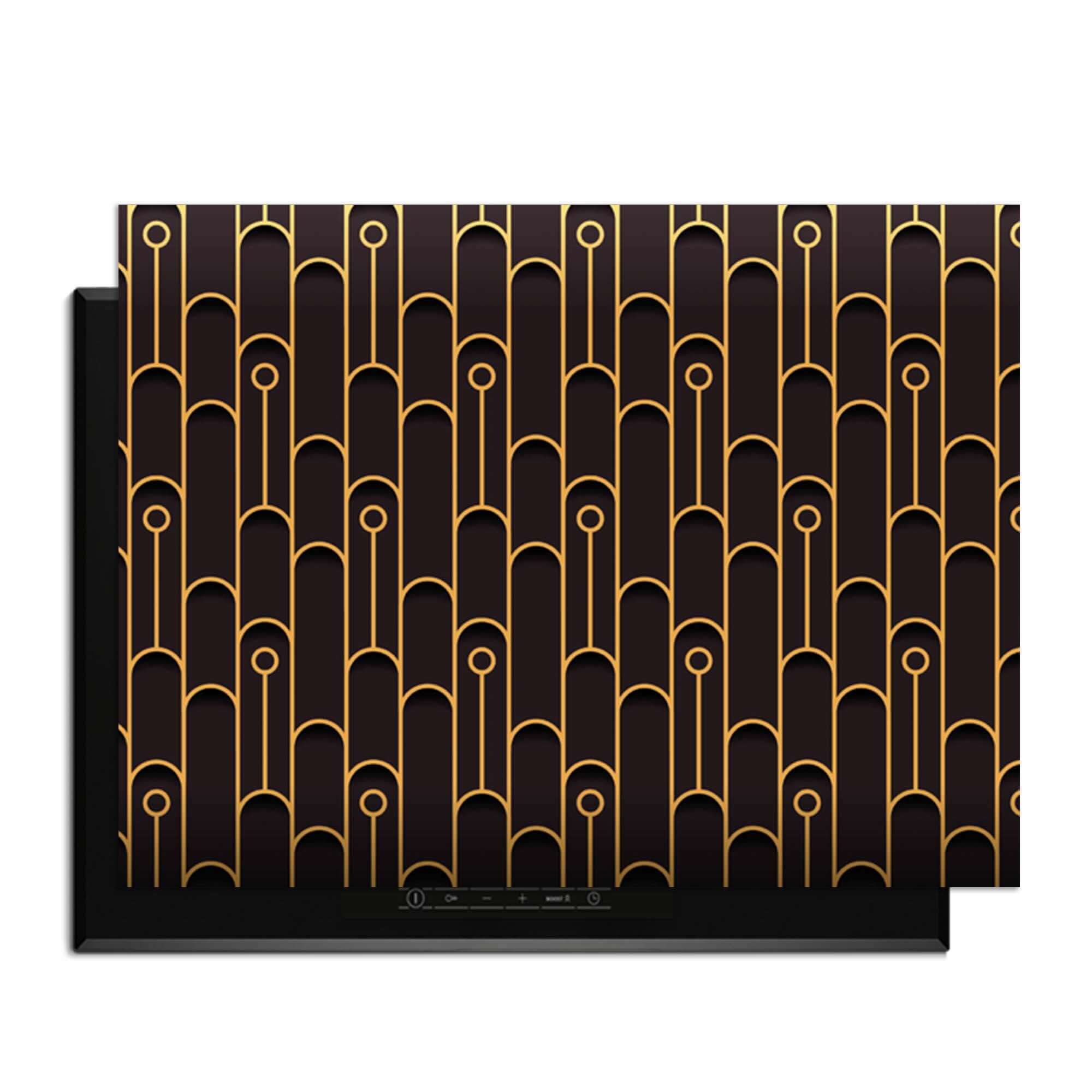 Golden Arc - Herdabdeckplatte mit elegantem geometrischem Muster und goldenen Akzenten