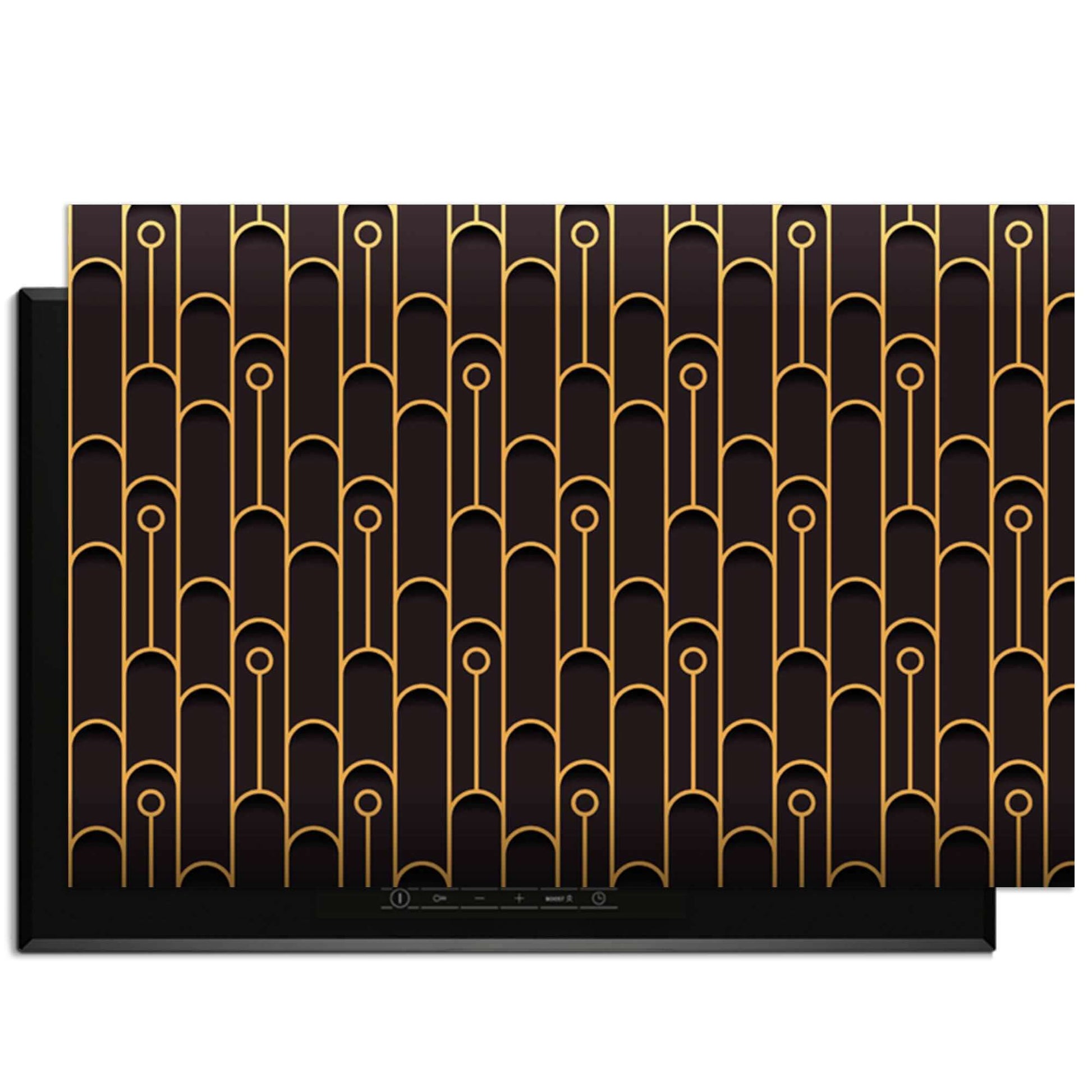 Golden Arc - Herdabdeckplatte mit elegantem geometrischen Muster und goldenen Akzenten für Luxus in Ihrer Küche.
