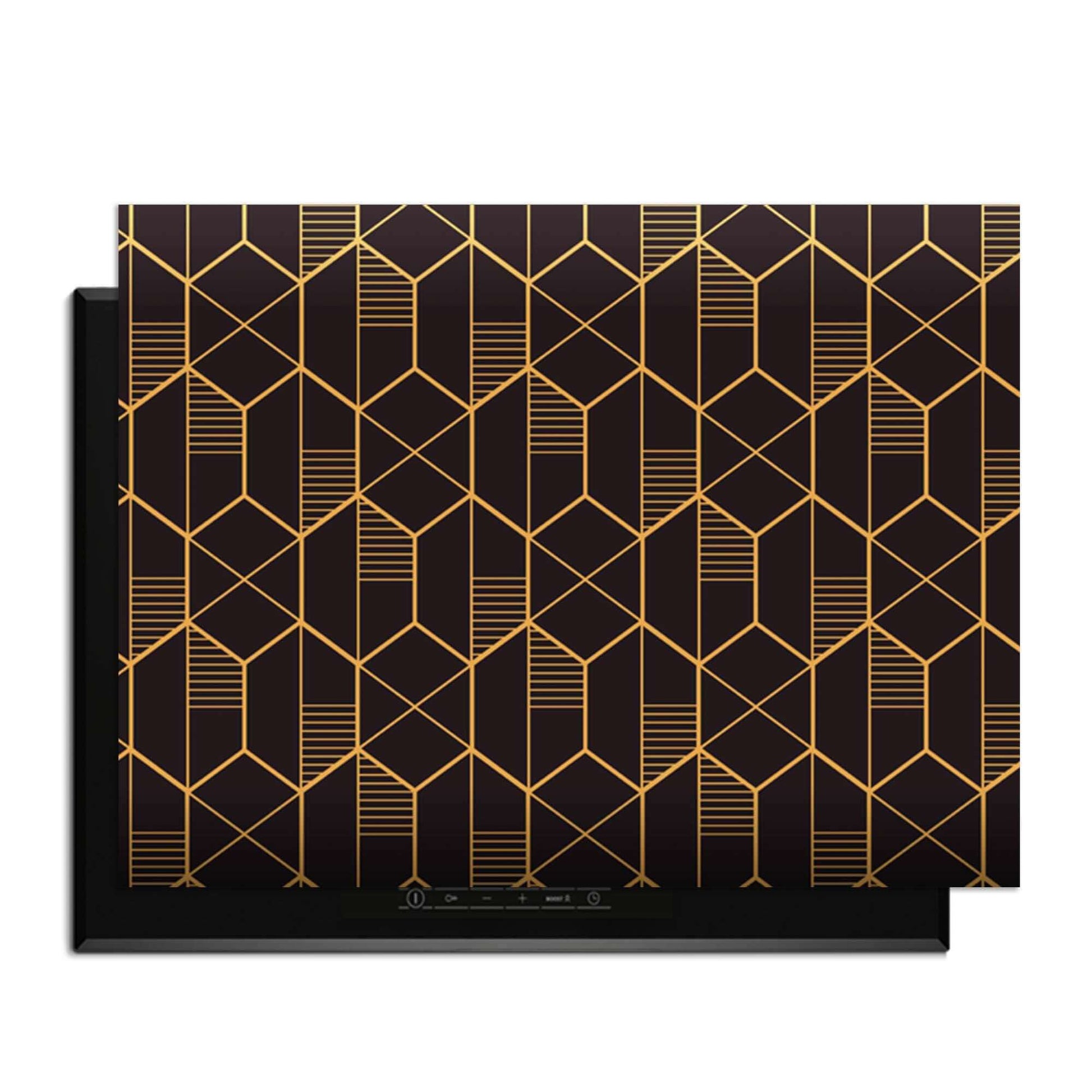 Goldenes Prisma - Herdabdeckplatte mit geometrischem Goldmuster auf Schwarz
