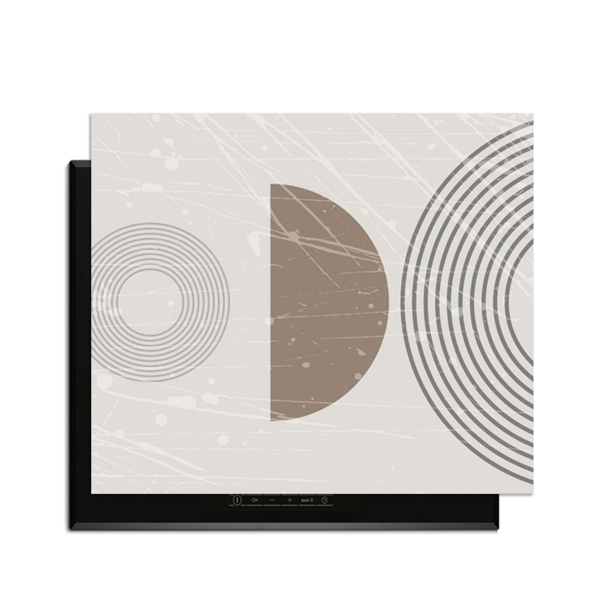 Minimal Waves - Japandi Herdabdeckplatte mit modernem, grafischem Design für die Küche.