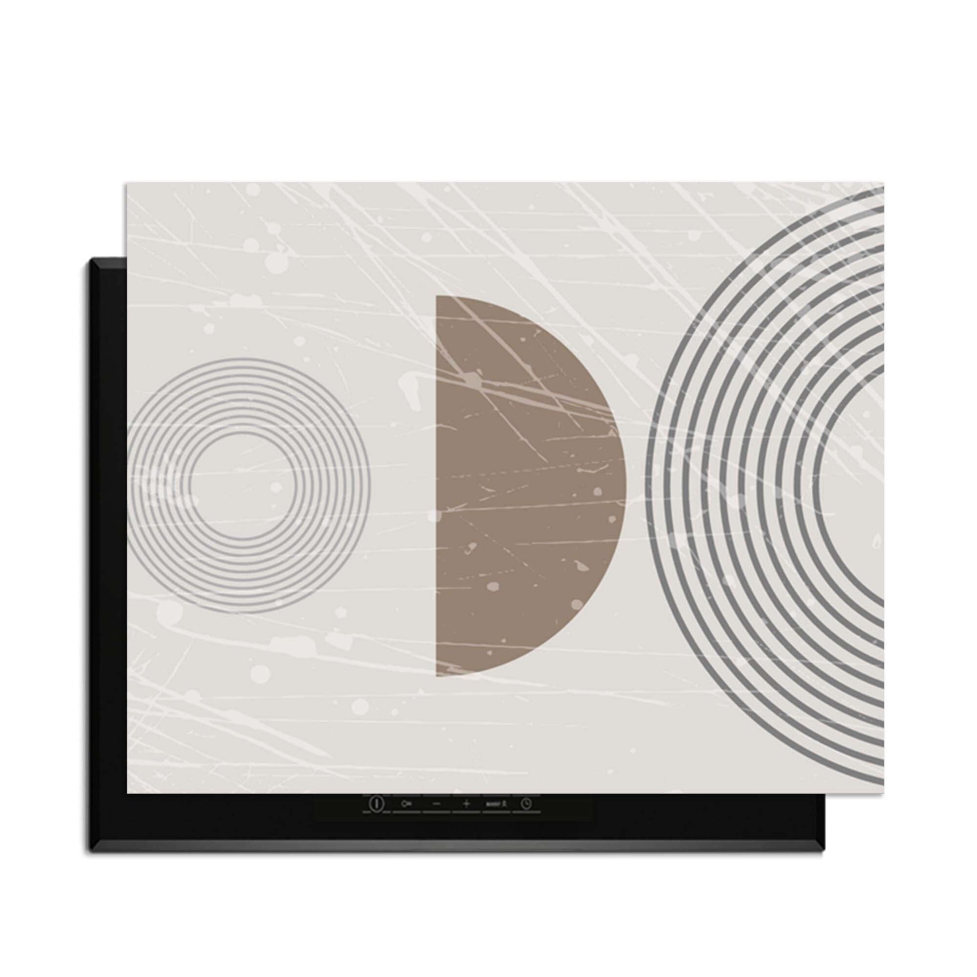 Minimal Waves - Japandi Herdabdeckplatte mit grafischem Design und beruhigenden Farben.