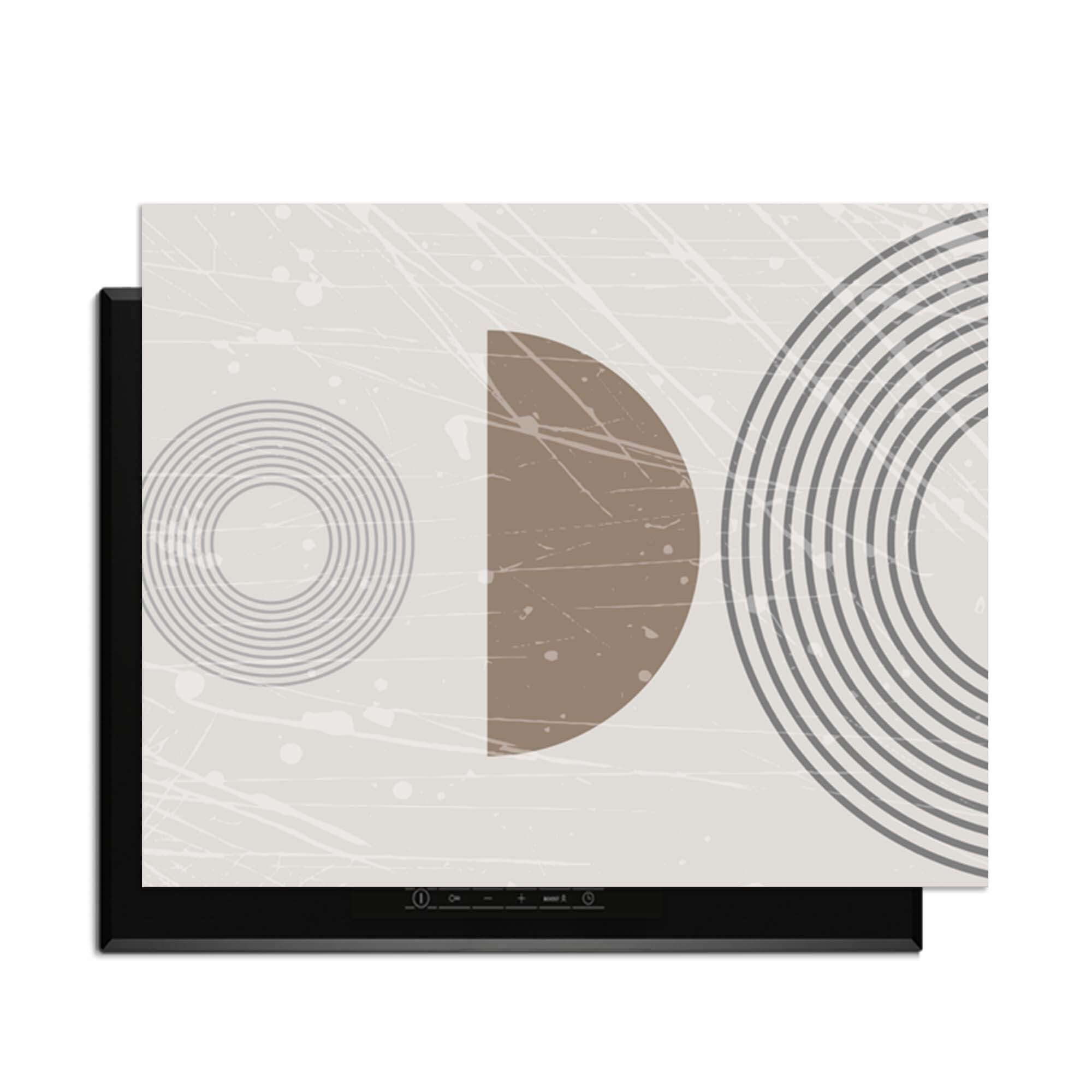 Minimal Waves - Japandi Herdabdeckplatte mit grafischem Design und beruhigenden Farben.