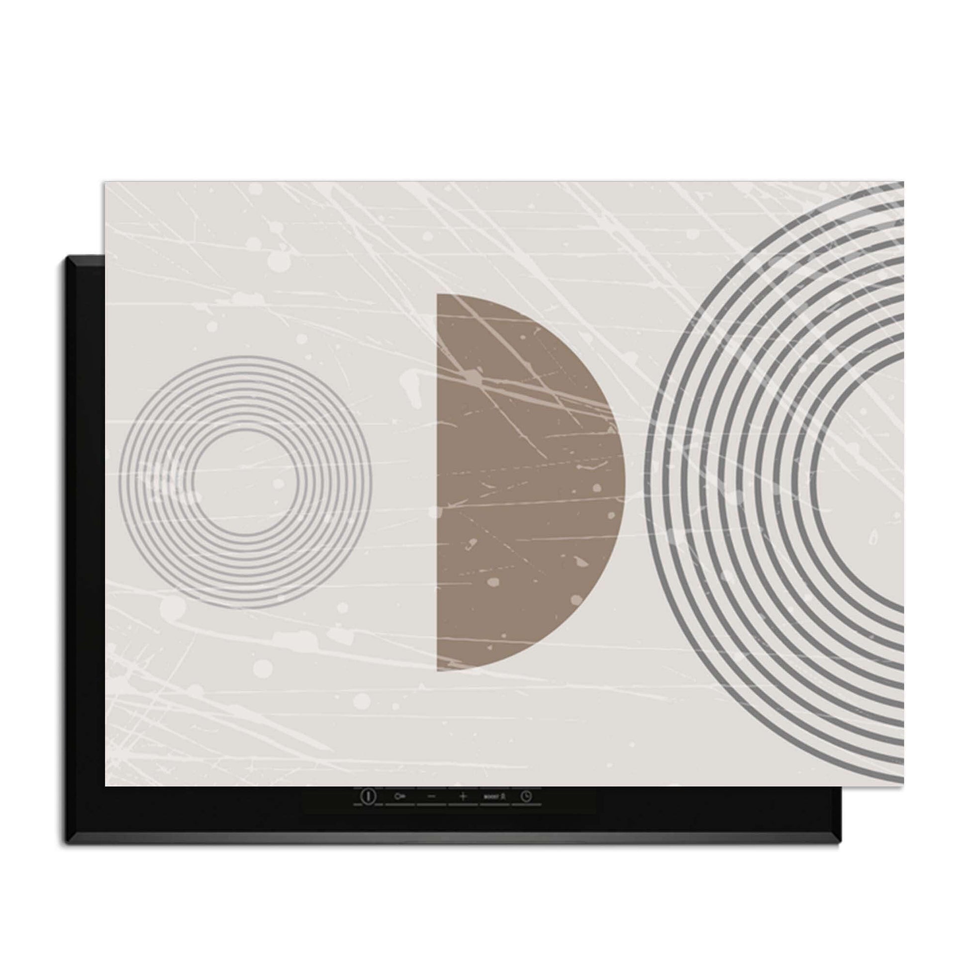 Minimal Waves - Japandi Herdabdeckplatte mit modernen, grafischen Designs und sanften Farben.