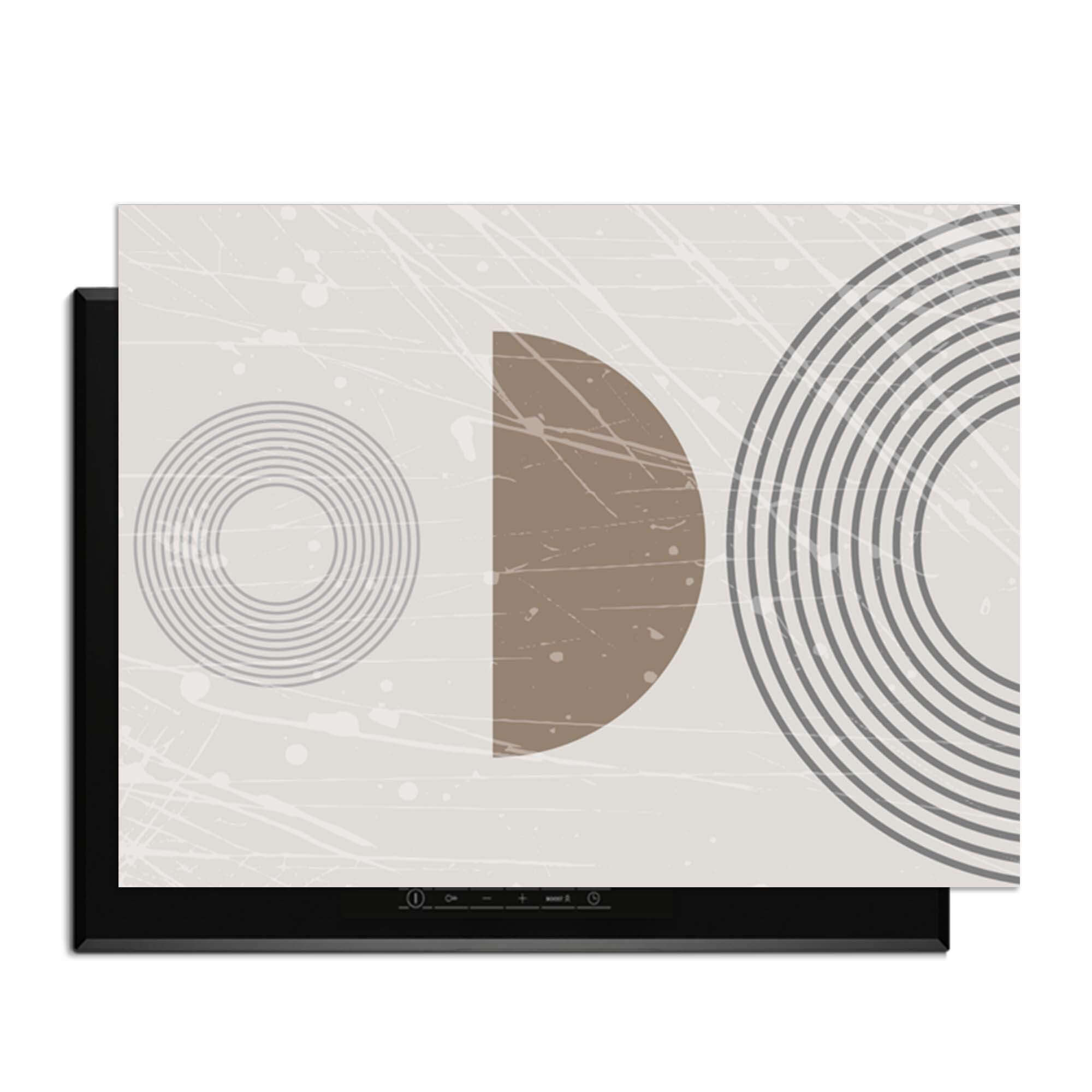 Minimal Waves - Japandi Herdabdeckplatte mit modernen, grafischen Designs und sanften Farben.