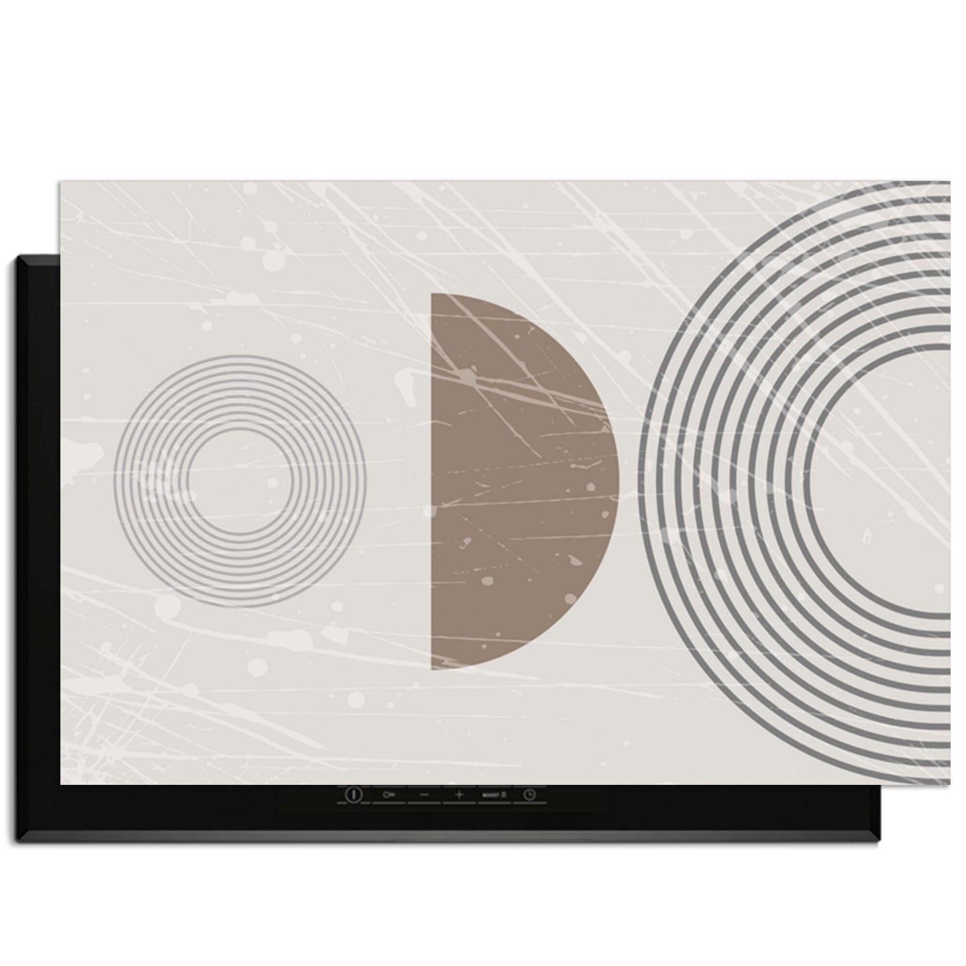 Minimal Waves - Japandi Herdabdeckplatte mit grafischem Design in neutralen Tönen für eine beruhigende Küche.
