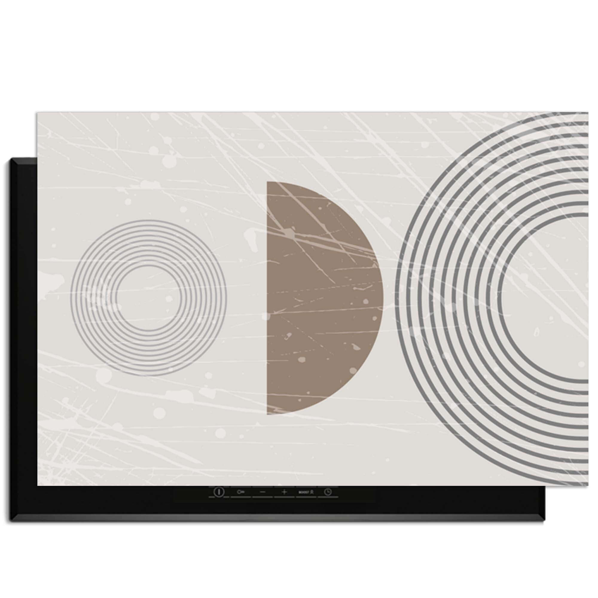 Minimal Waves - Japandi Herdabdeckplatte mit grafischem Design in neutralen Tönen für eine beruhigende Küche.