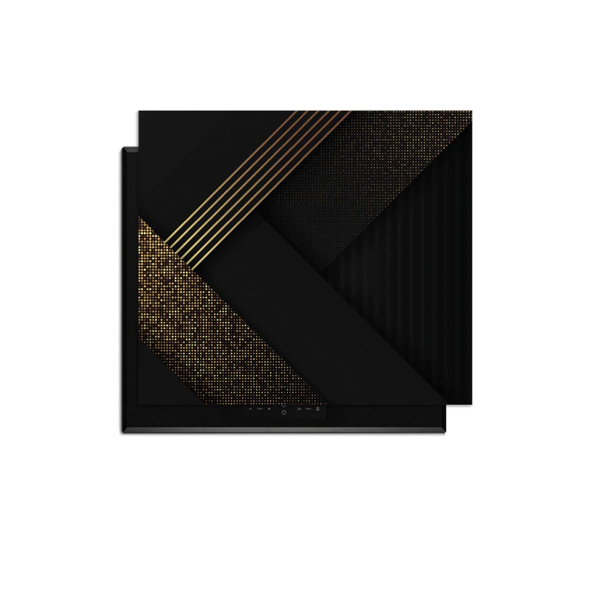 Golden Geometry - Herdabdeckplatte mit einem modernen, luxuriösen Design in Schwarz und Gold.