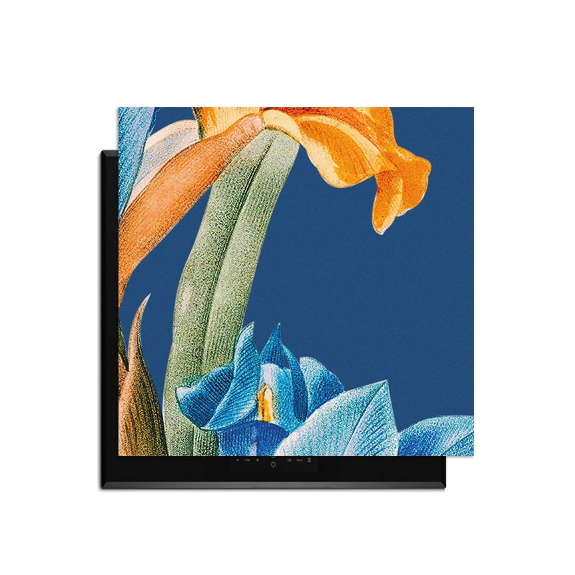 Iris Elegance - Herdabdeckplatte mit farbenfrohem Vintage-Blumenprint für Ihre Küche.