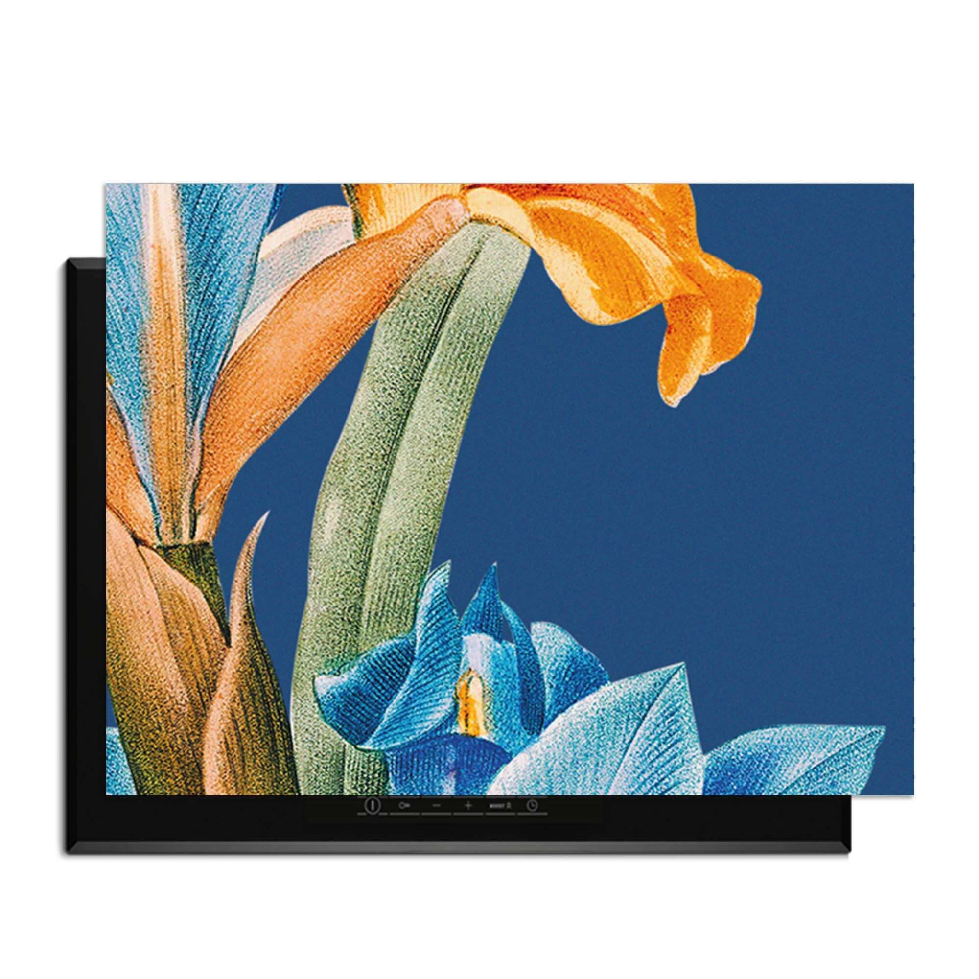 Iris Elegance - Herdabdeckplatte mit farbenfrohem Vintage-Blumenprint für Ihre Küche.