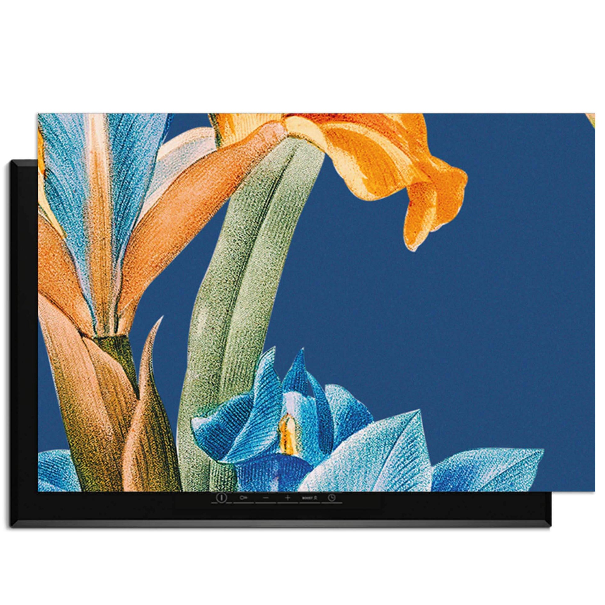 Iris Elegance - Herdabdeckplatte mit Blumendruck im Vintage-Stil für einen kunstvollen Küchenlook.
