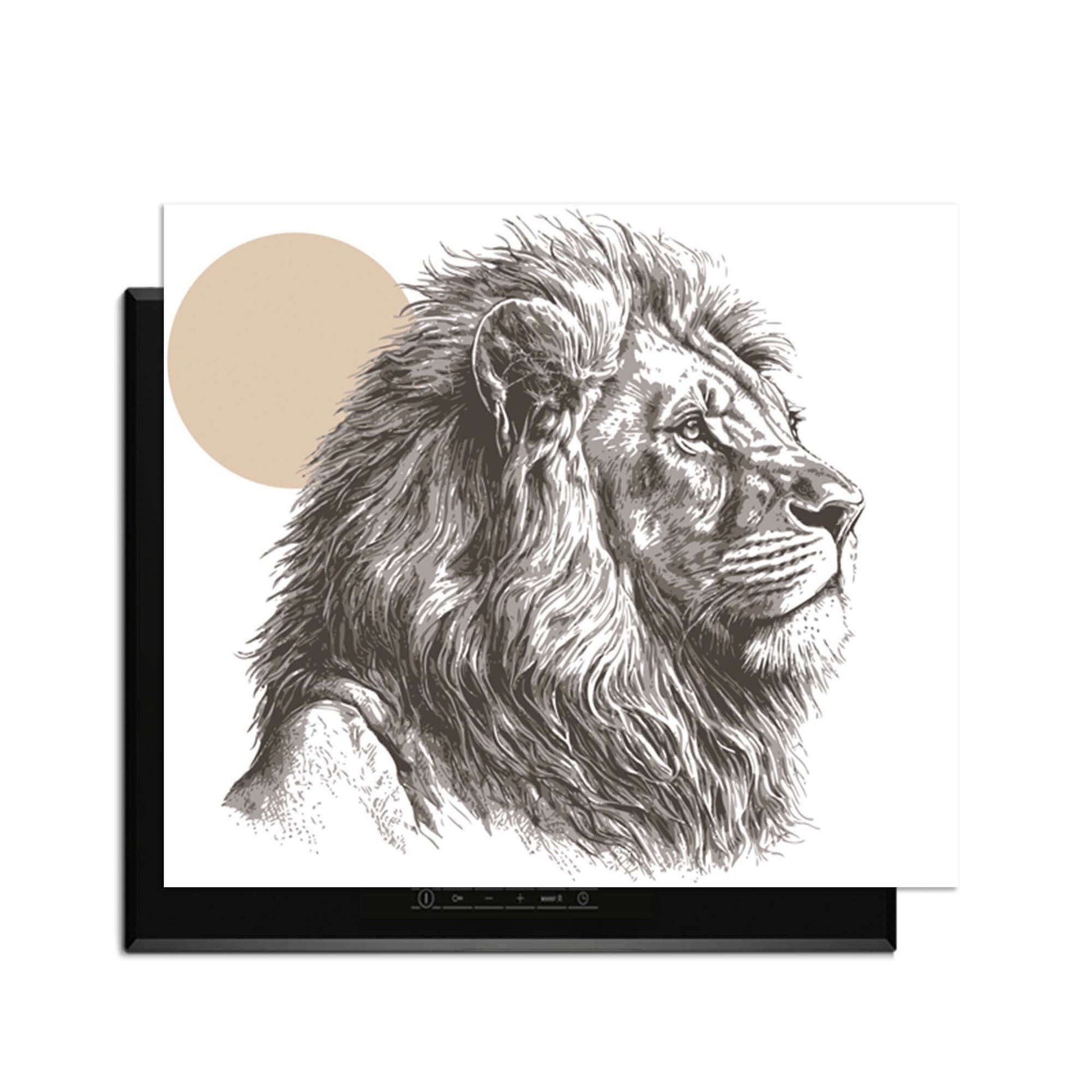 Majestic Lion - Herdabdeckplatte mit kunstvollen Linien und stilvollem Aussehen.