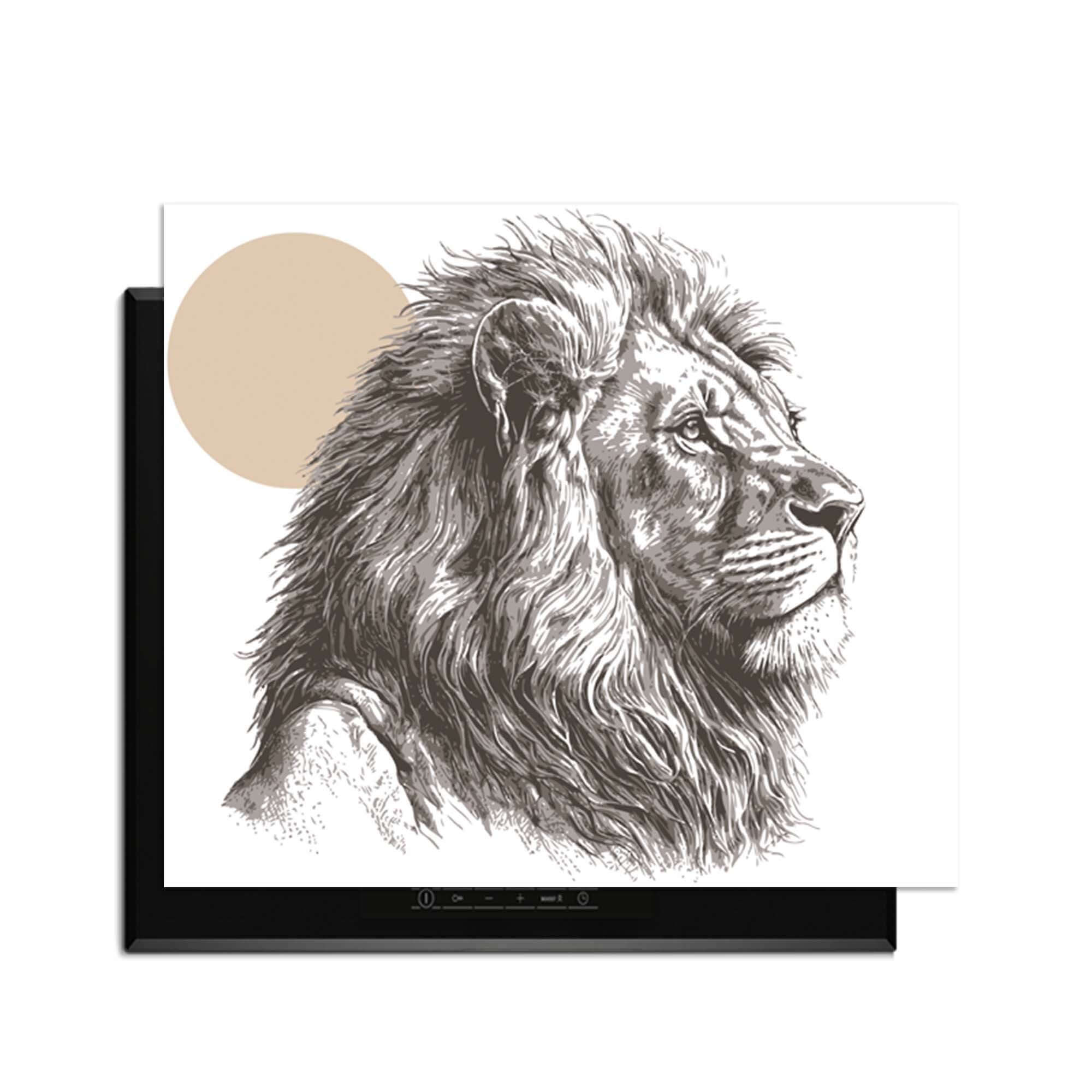 Majestic Lion - Herdabdeckplatte mit kunstvollen Linien und stilvollem Aussehen.