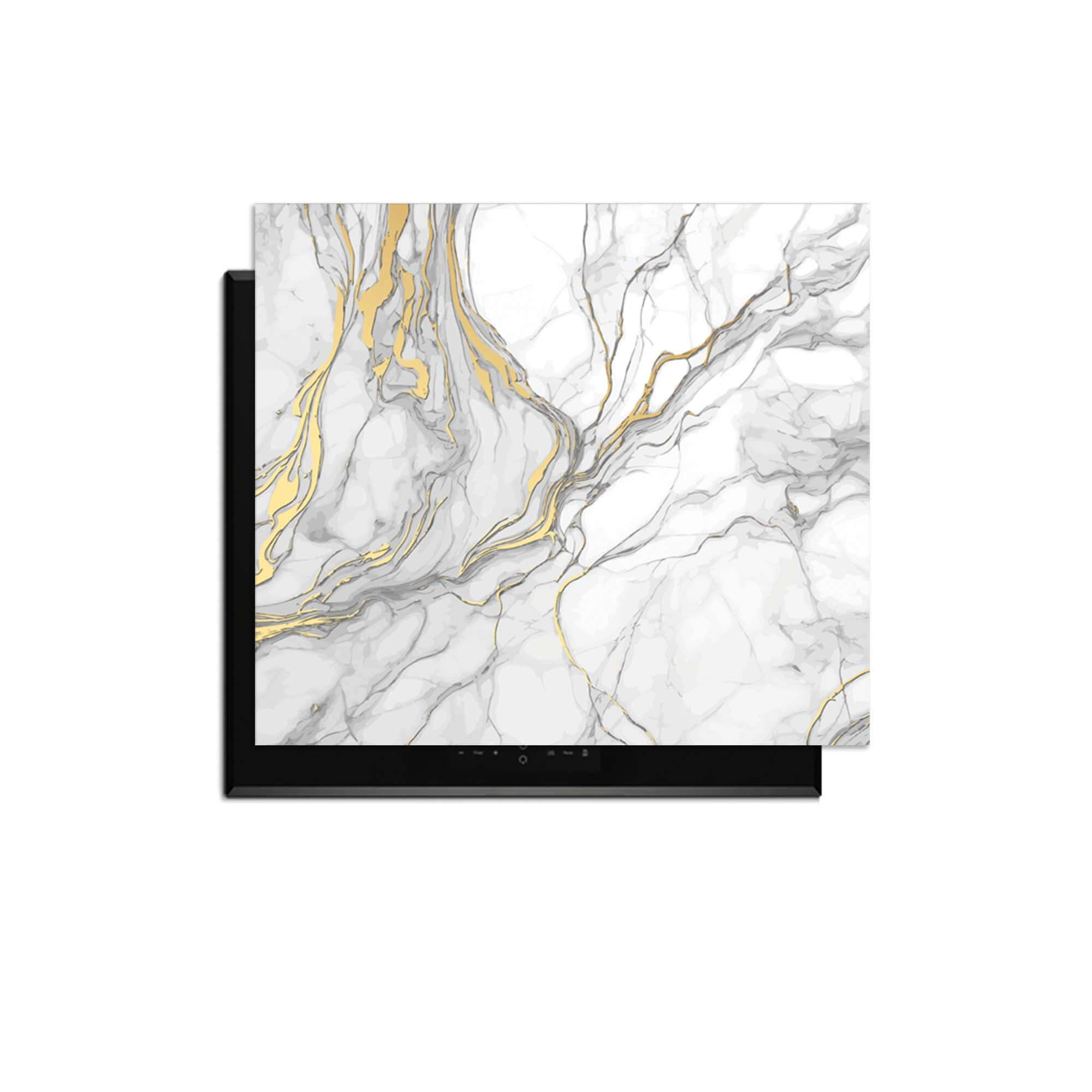 Eleganter Goldmarmor - Herdabdeckplatte mit luxuriösem Marmor-Design und goldenen Akzenten für Ihr Kochfeld.