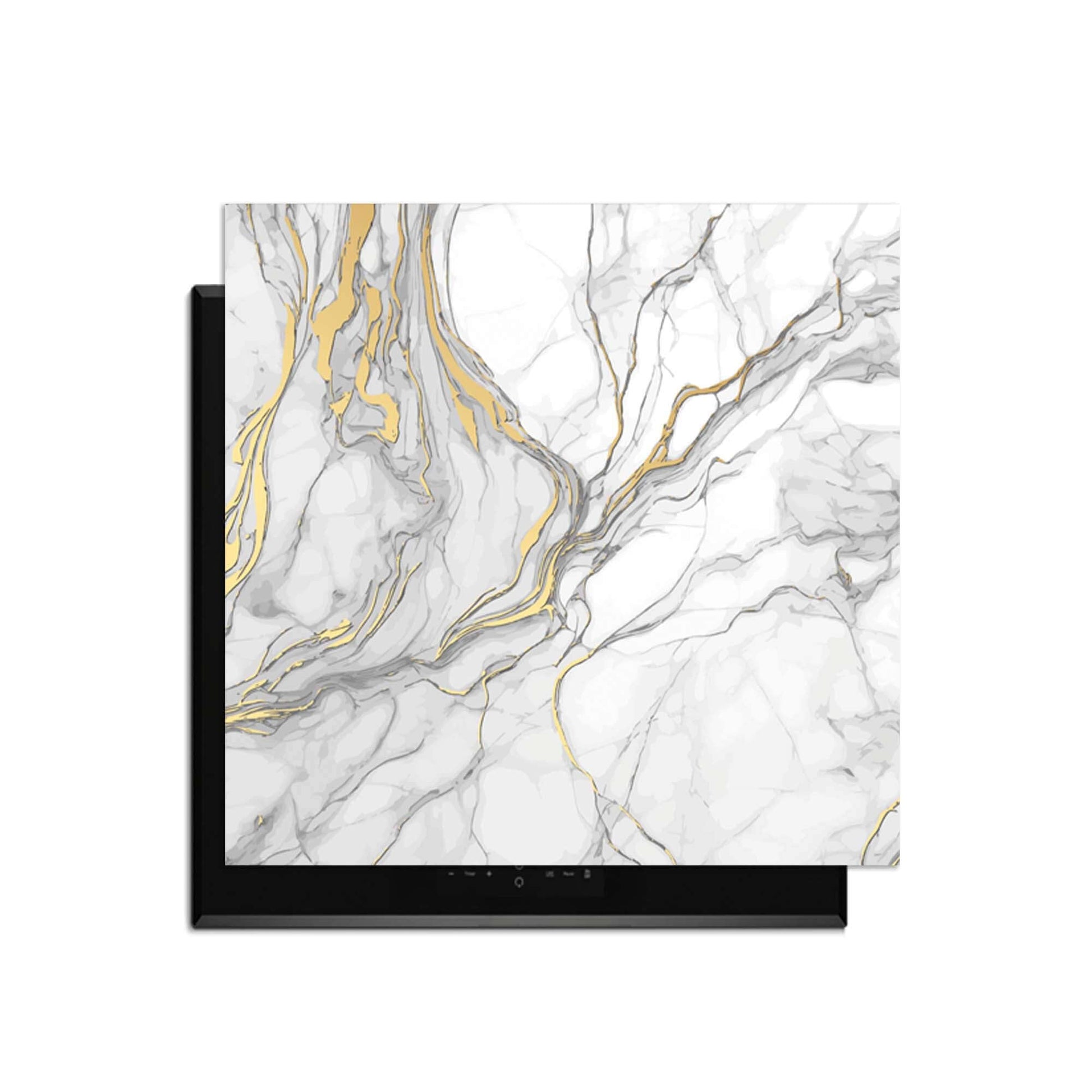 Eleganter Goldmarmor - Herdabdeckplatte mit Marmordesign und goldenen Akzenten für ein luxuriöses Aussehen.