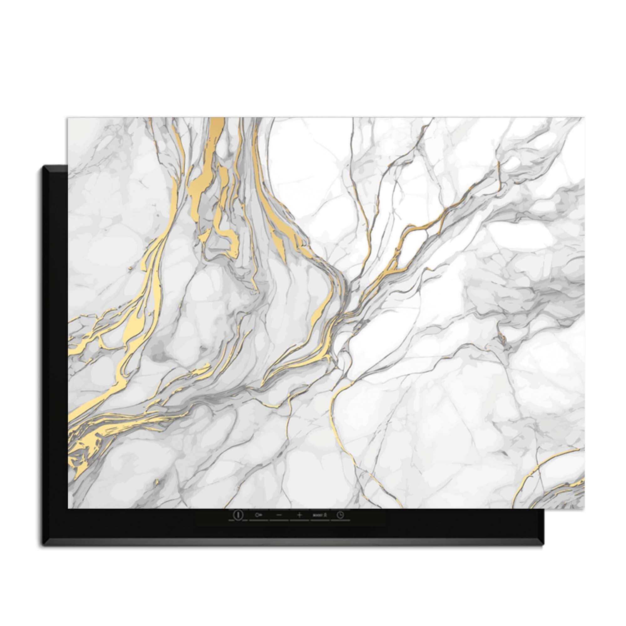 Eleganter Goldmarmor - Herdabdeckplatte mit luxuriösem Marmor-Design und goldenen Akzenten für Ihr Kochfeld.
