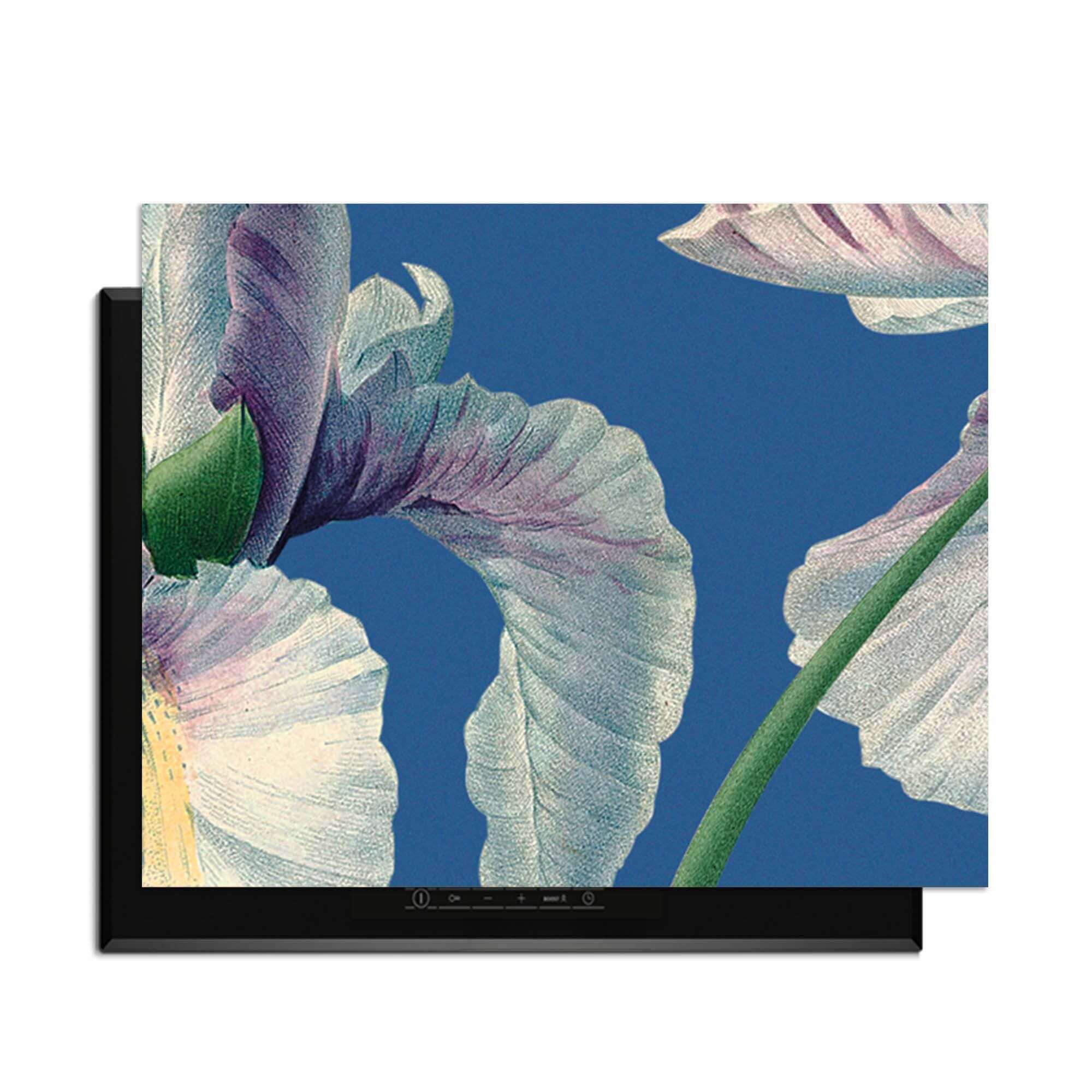 Blue Iris Grace - Herdabdeckplatte mit alten Schwertlilien auf einem ruhigen Hintergrund in Ihrer Küche.