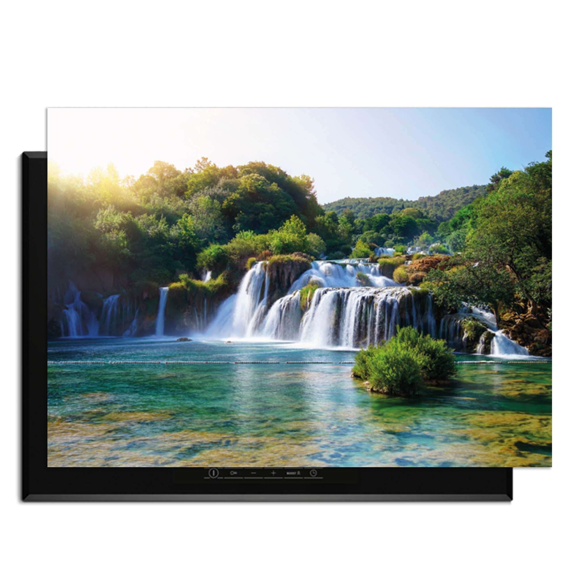 Whispering Falls - Herdabdeckplatte mit bezauberndem Wasserfall und grüner Oase.