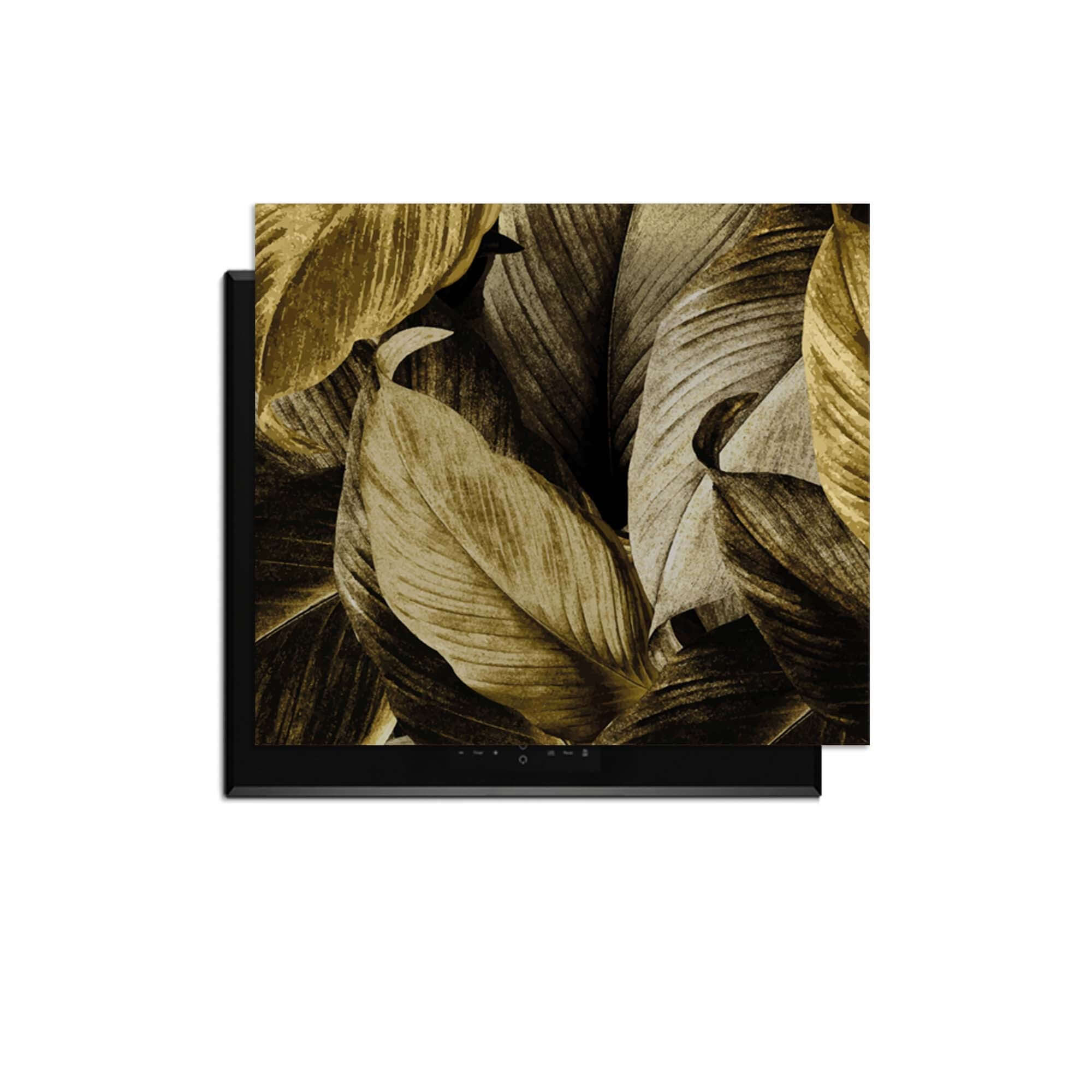 Golden Leaves - Herdabdeckplatte mit botanischem Luxus und goldenen Blättern für einen eleganten Touch in der Küche.