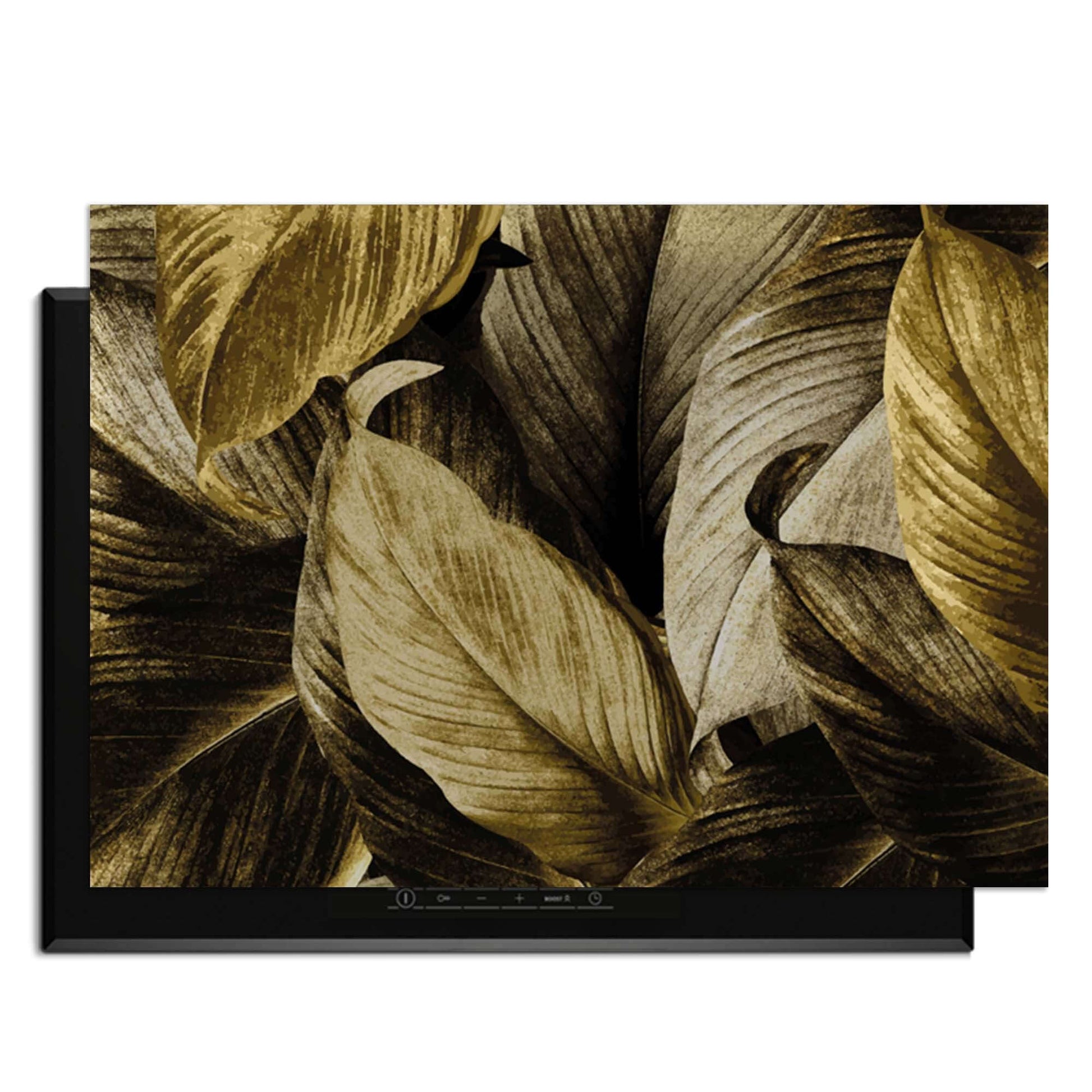 Golden Leaves - Herdabdeckplatte mit botanischem Luxus und goldenen Blättern für Eleganz in Ihrer Küche.