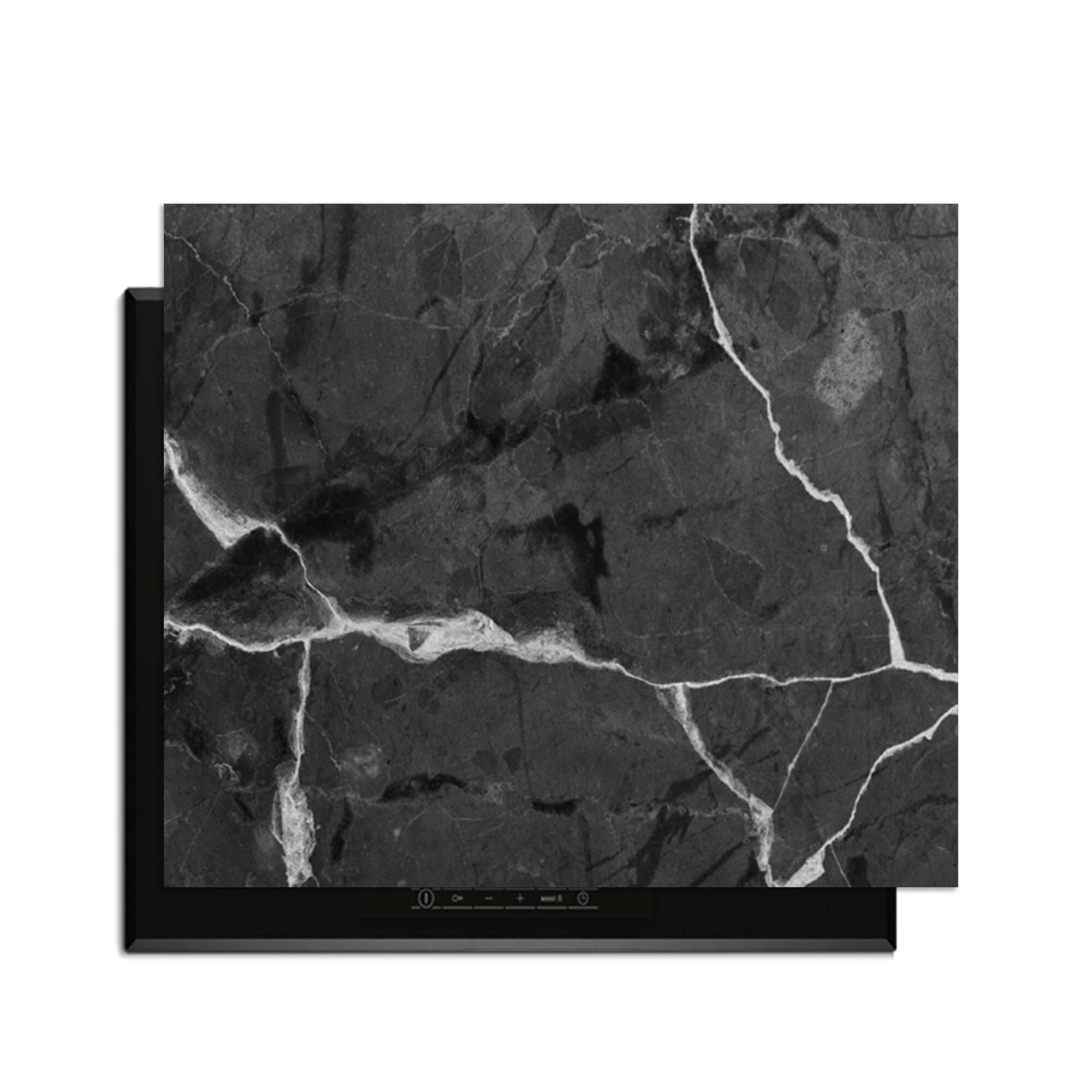 Black Marble - Herdabdeckplatte mit luxuriösem schwarzem Marmor-Design und rutschfester Beschichtung zum Schutz des Kochfeldes.