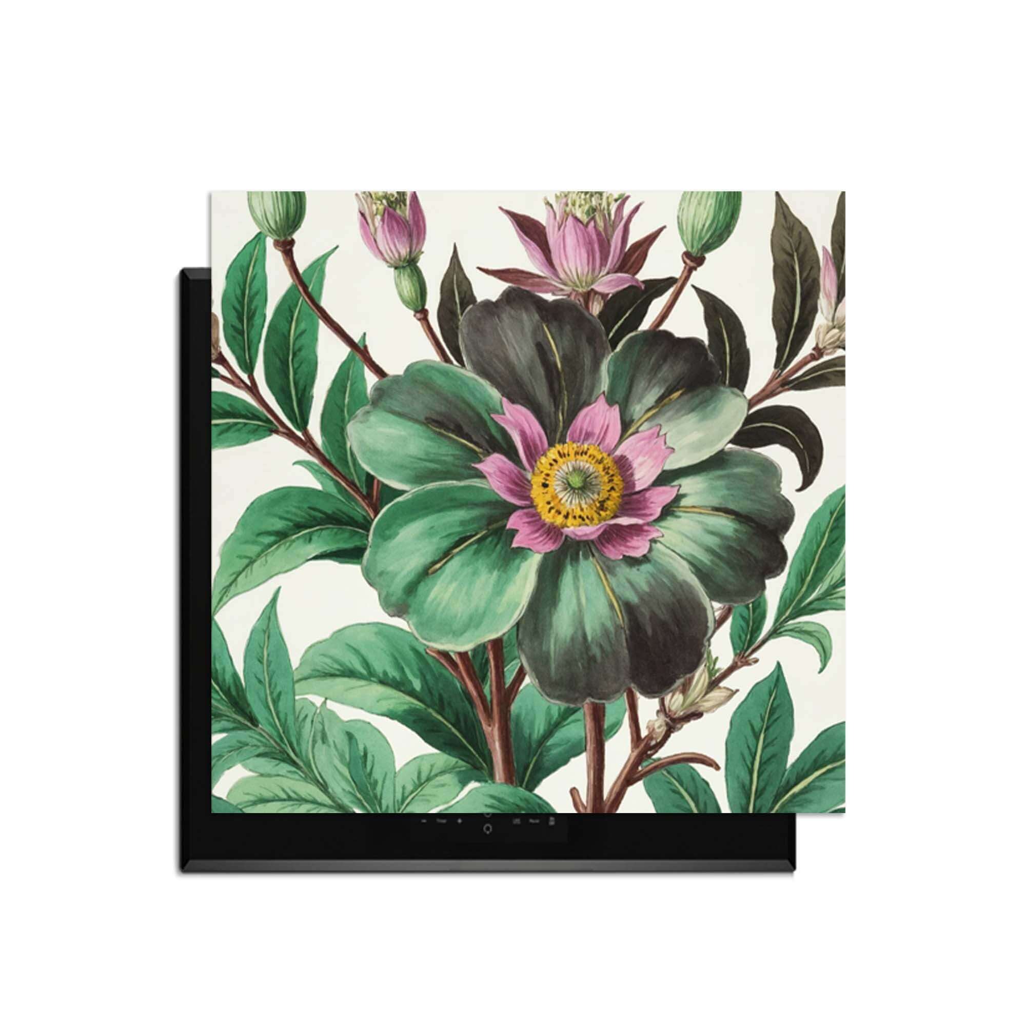 Botanical Grace - Herdabdeckplatte mit botanischen Illustrationen für die Küche.