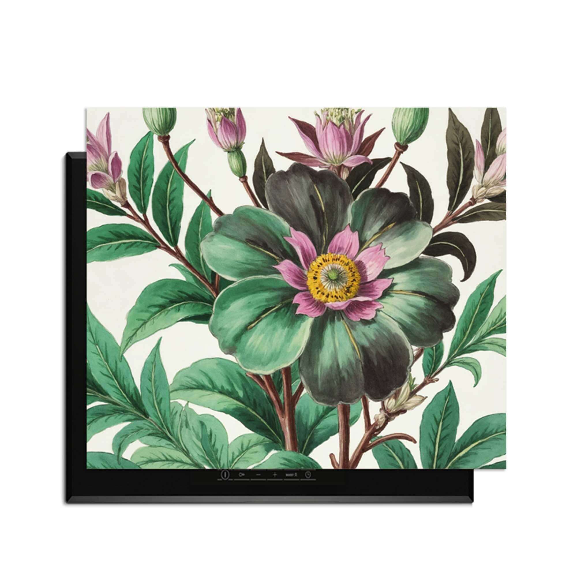 Botanical Grace - Herdabdeckplatte mit botanischen Illustrationen für die Küche.