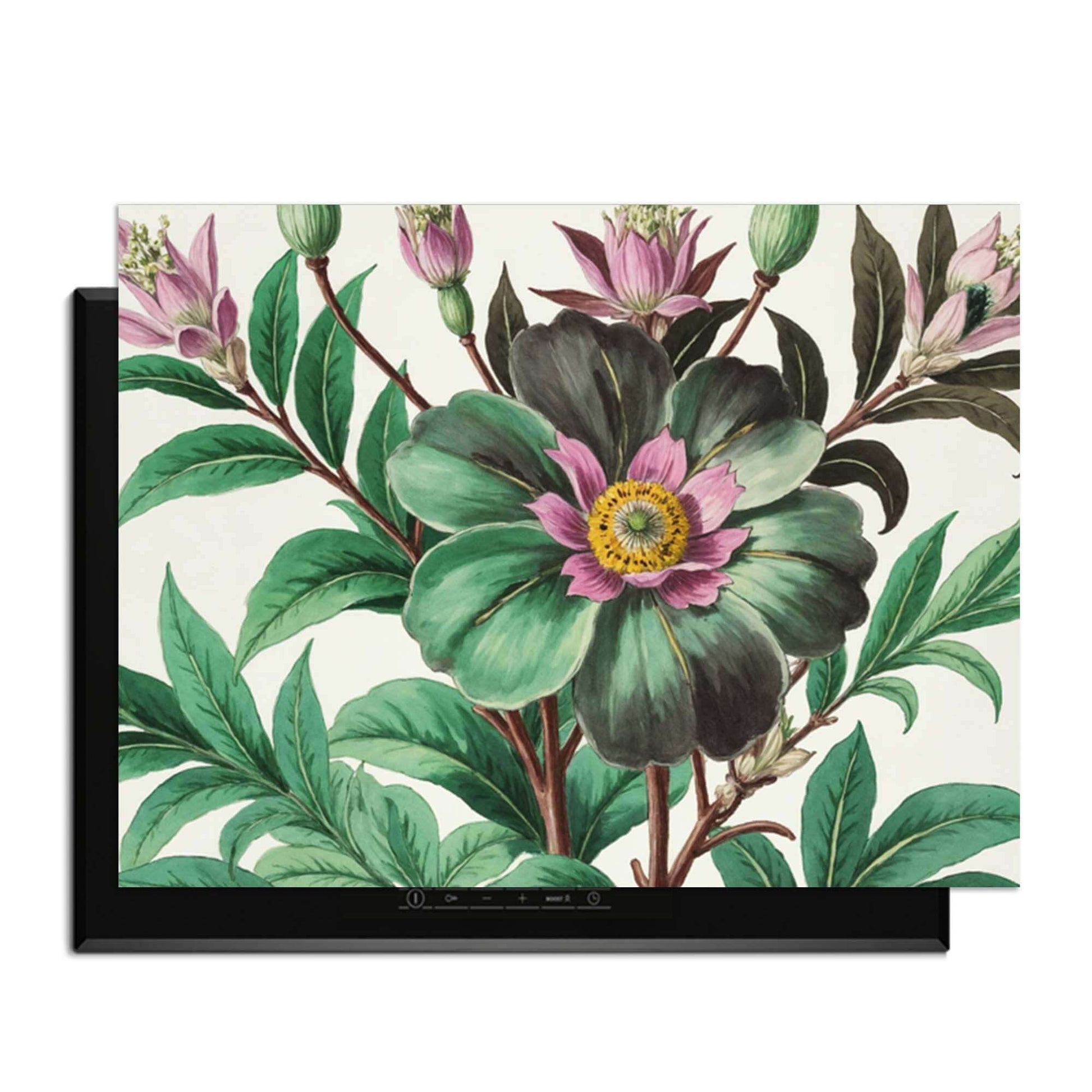 Botanical Grace - Herdabdeckplatte mit botanischen Illustrationen für die Küche.