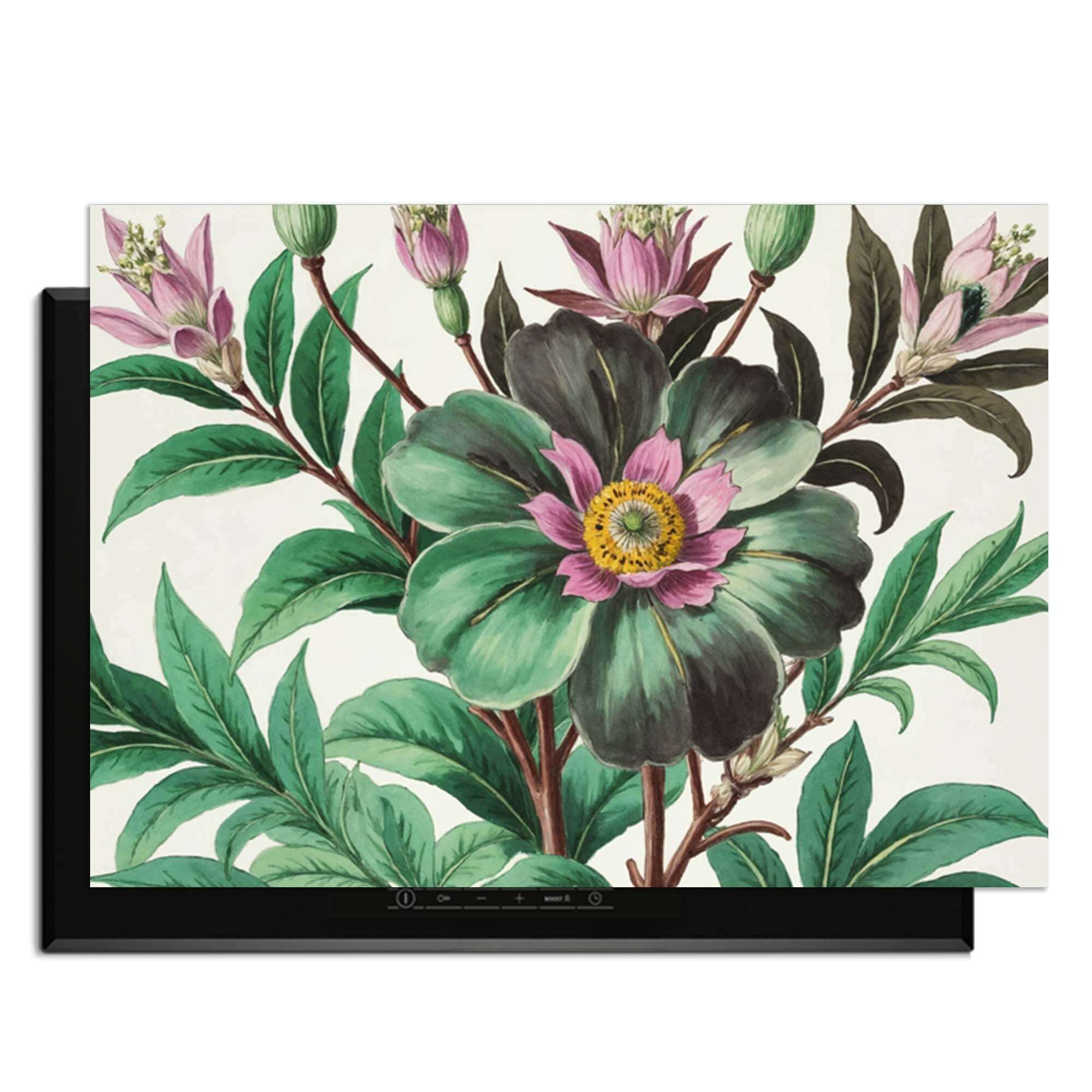 Botanical Grace - Herdabdeckplatte mit schönen botanischen Illustrationen für die Küche.