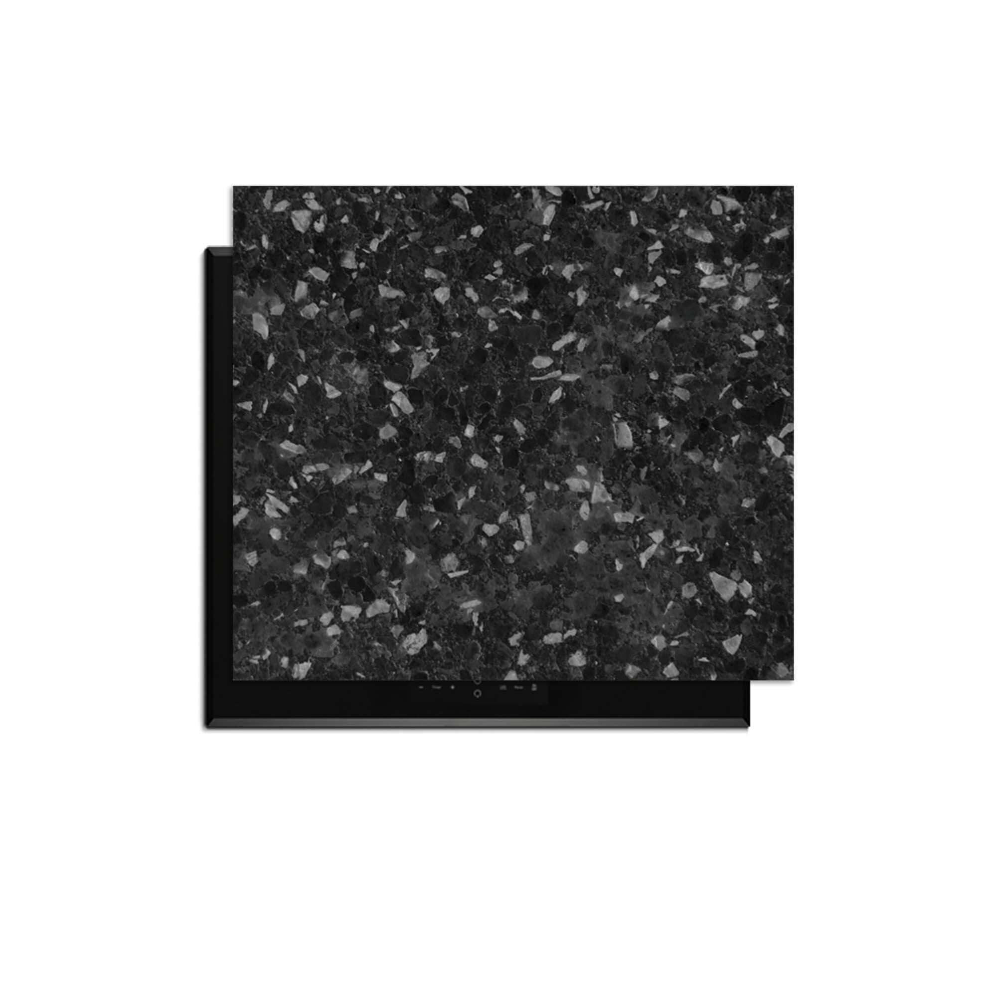 Obsidian Granite - Herdabdeckplatte mit schwarzem Granitdruck und dezenten Grautönen für eine moderne Küche.
