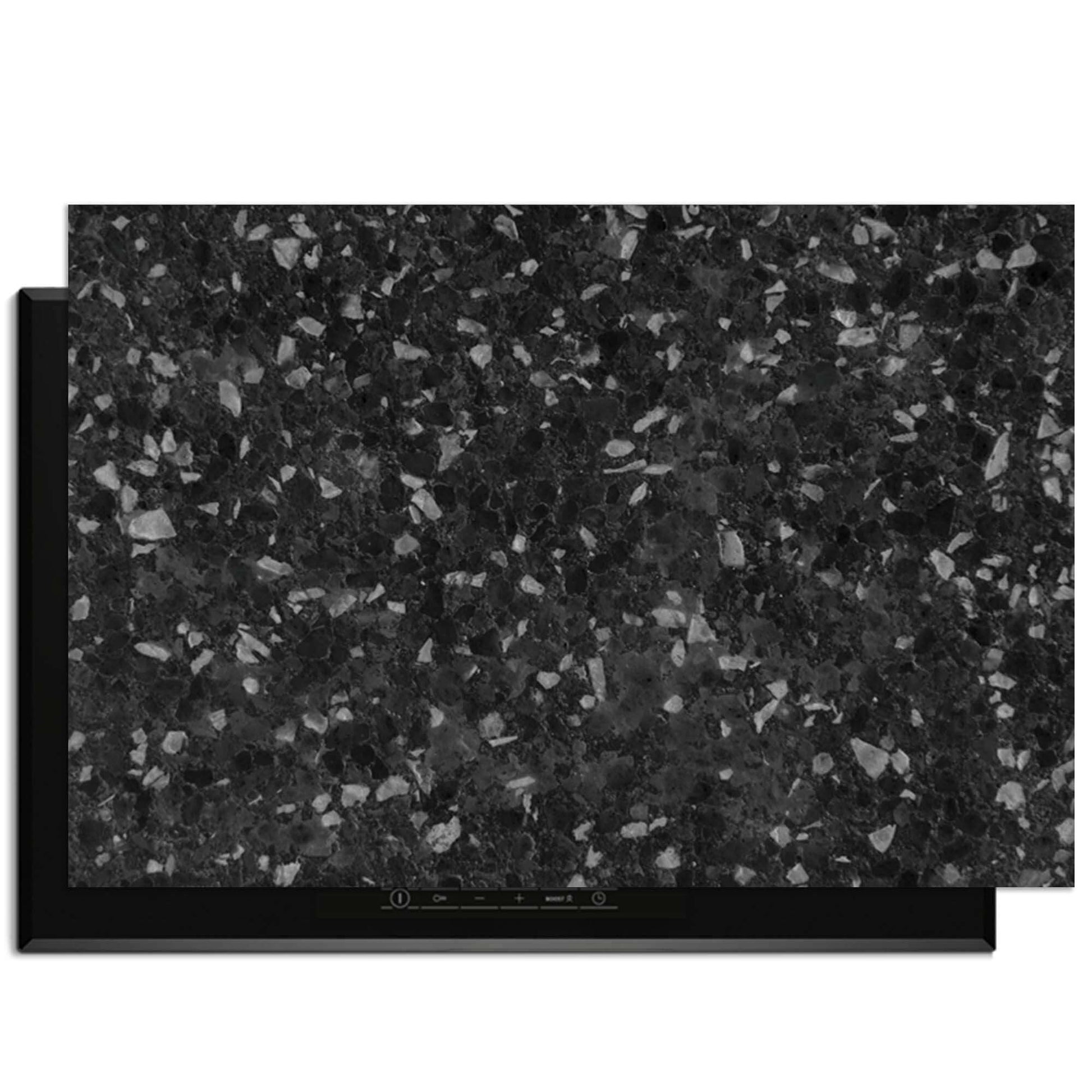 Obsidian Granite - Herdabdeckplatte mit schwarzem Granitdruck und subtilen Grautönen.