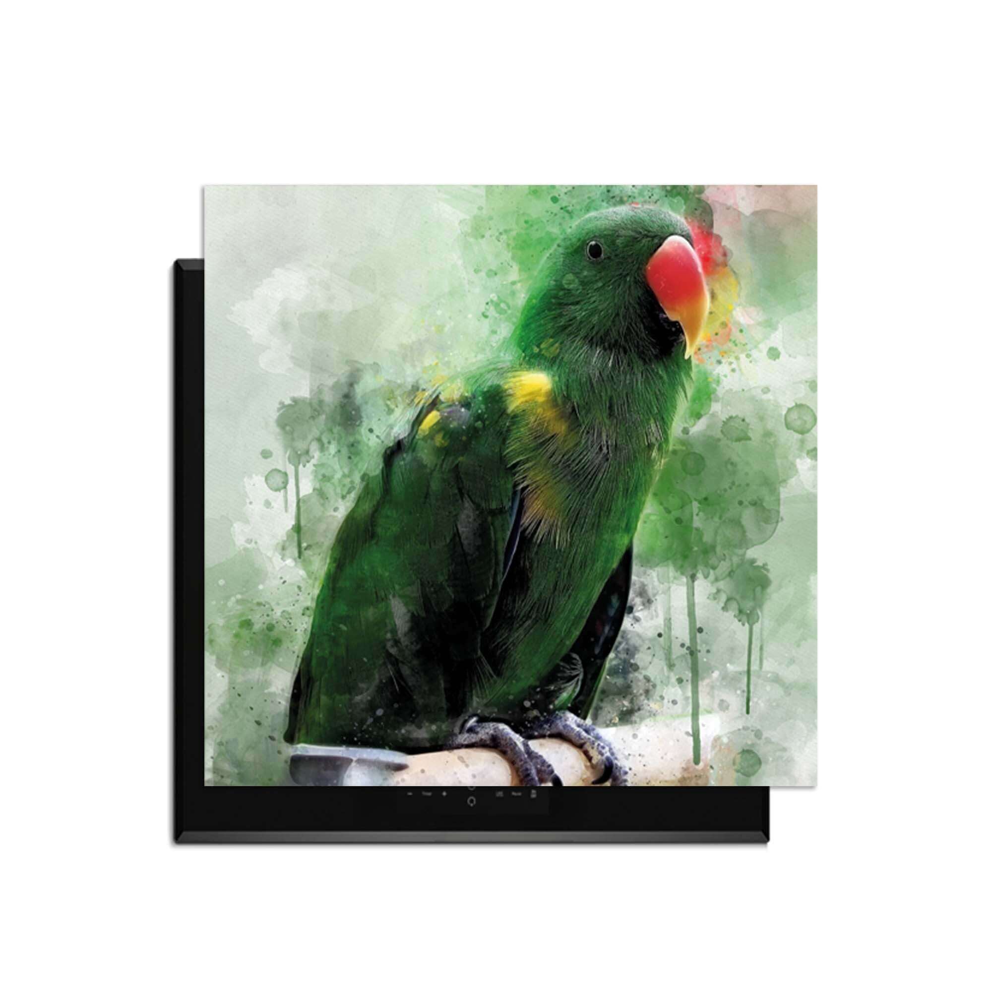 Jungle Parrot - Herdabdeckplatte mit buntem Aquarell eines Papageis, perfekt für die Küche.