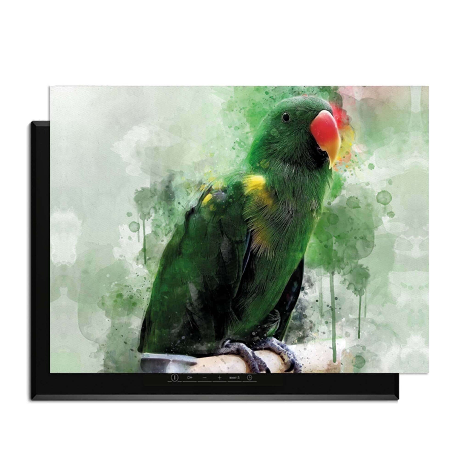 Jungle Parrot - Herdabdeckplatte mit farbenfrohem Aquarell eines Papageis, ideal für den Schutz von Kochfeldern.