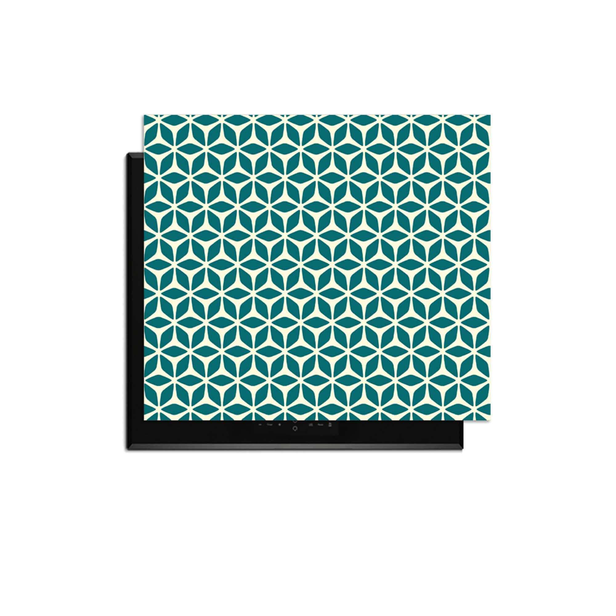 Emerald Bloom - Herdabdeckplatte mit geometrischem Blumendesign in Grün- und Cremetönen zum Schutz der Küche.