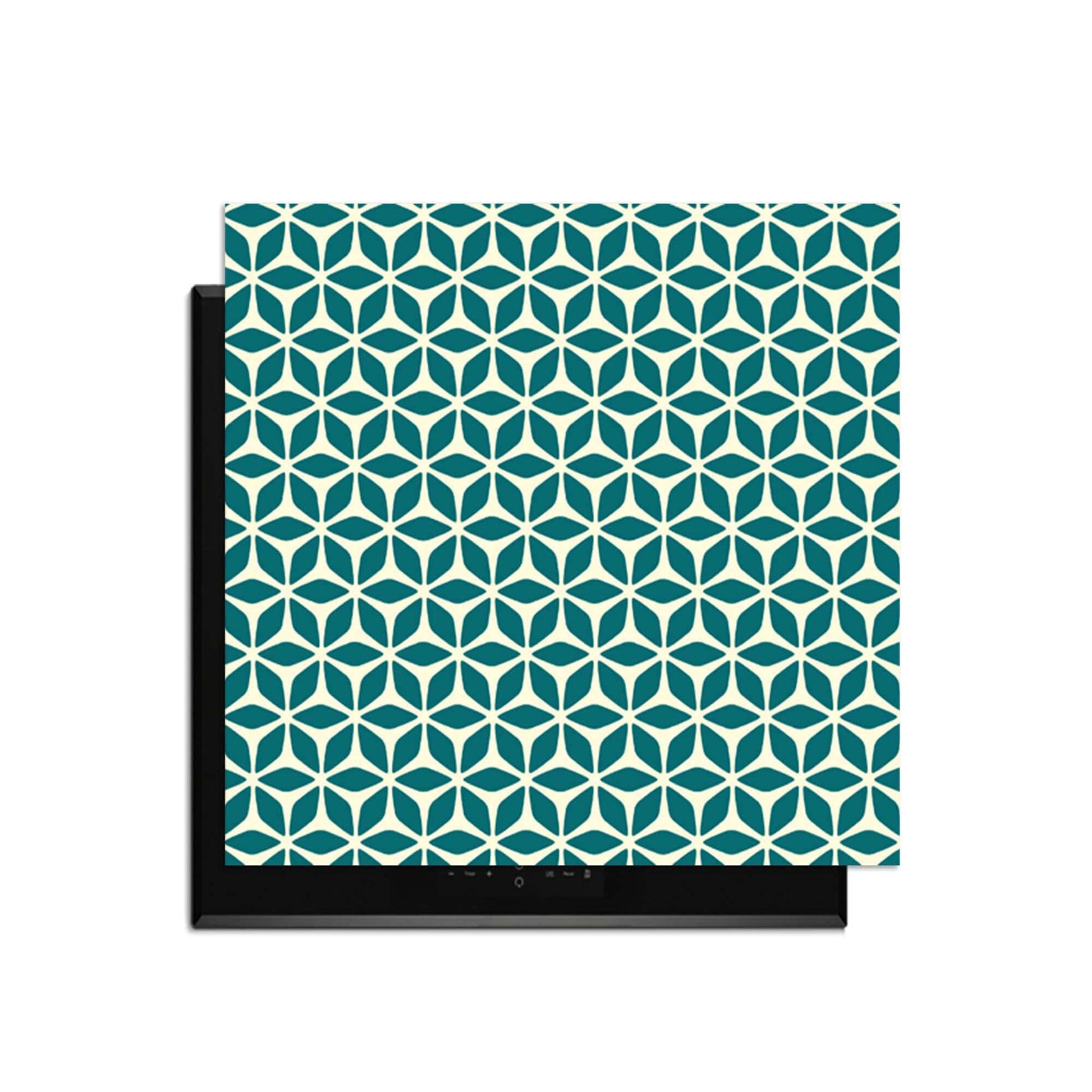 Emerald Bloom - Herdabdeckplatte mit geometrischem Muster in Grün und Creme, perfekt für Ihre Küche.