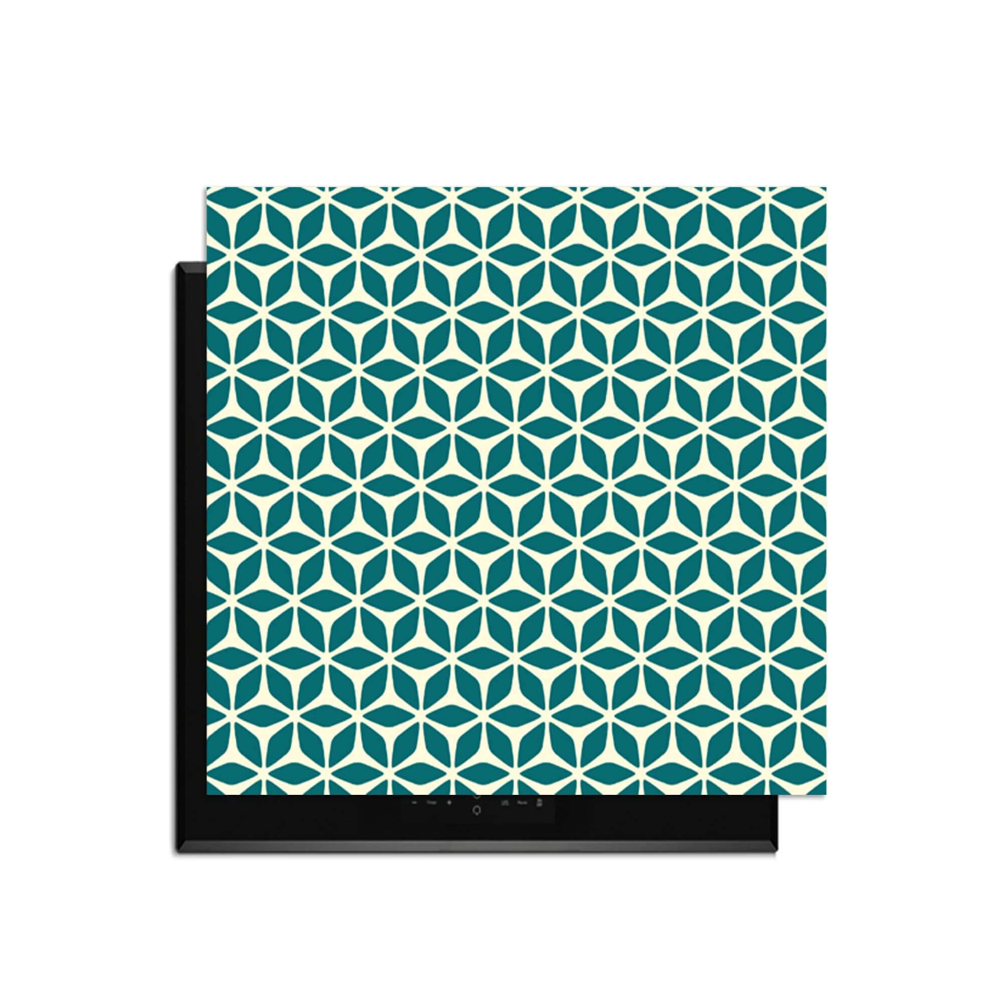 Emerald Bloom - Herdabdeckplatte mit geometrischem Muster in Grün und Creme, perfekt für Ihre Küche.