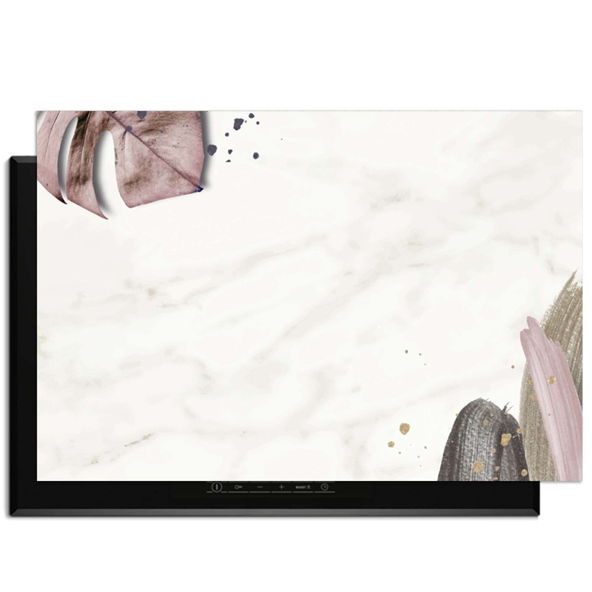 Soft Blush - Herdabdeckplatte mit minimalistischem botanischem Design und sanften Tönen.