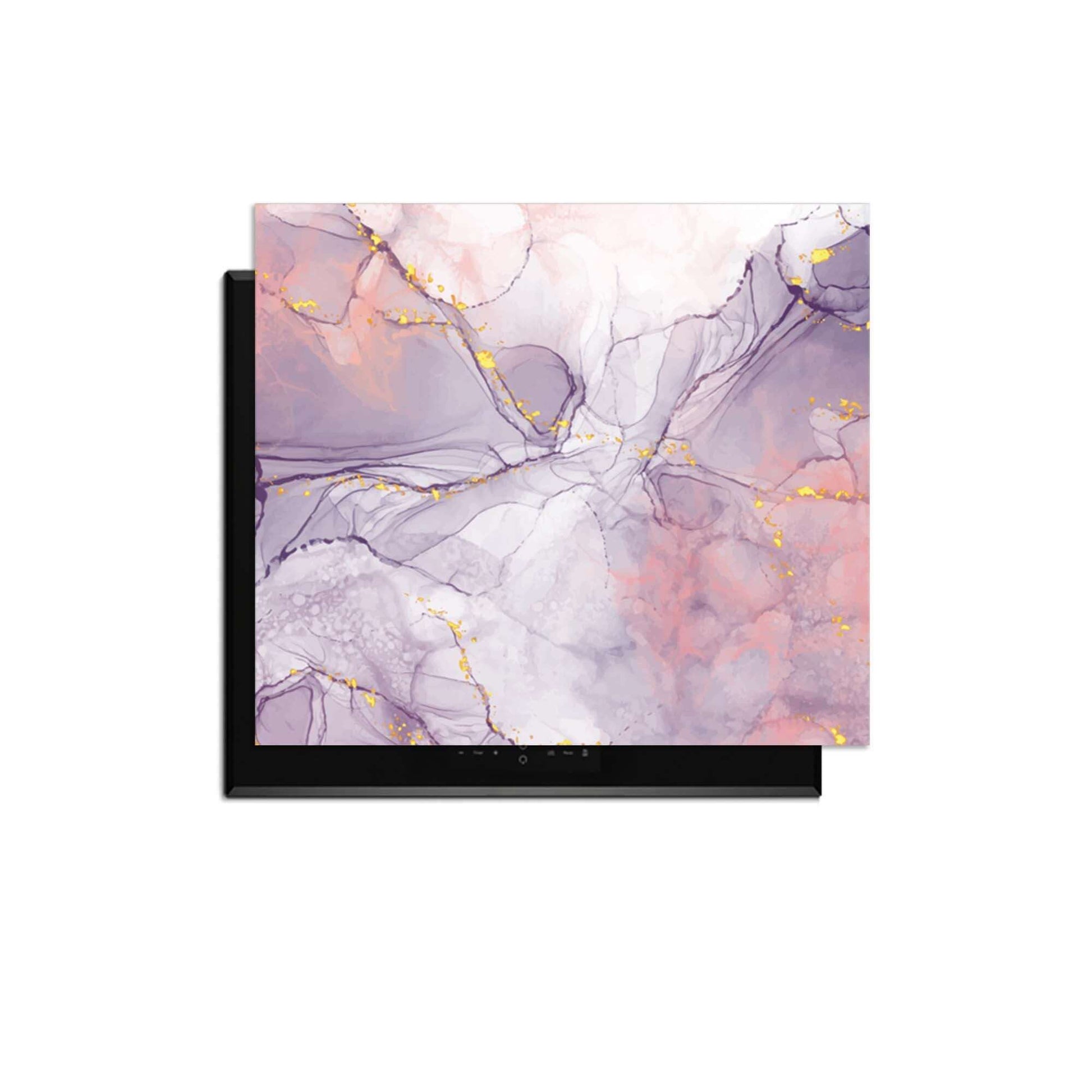 Lavendelmarmor - Herdabdeckplatte mit eleganten Lavendel- und Pfirsichtönen und goldenen Akzenten.