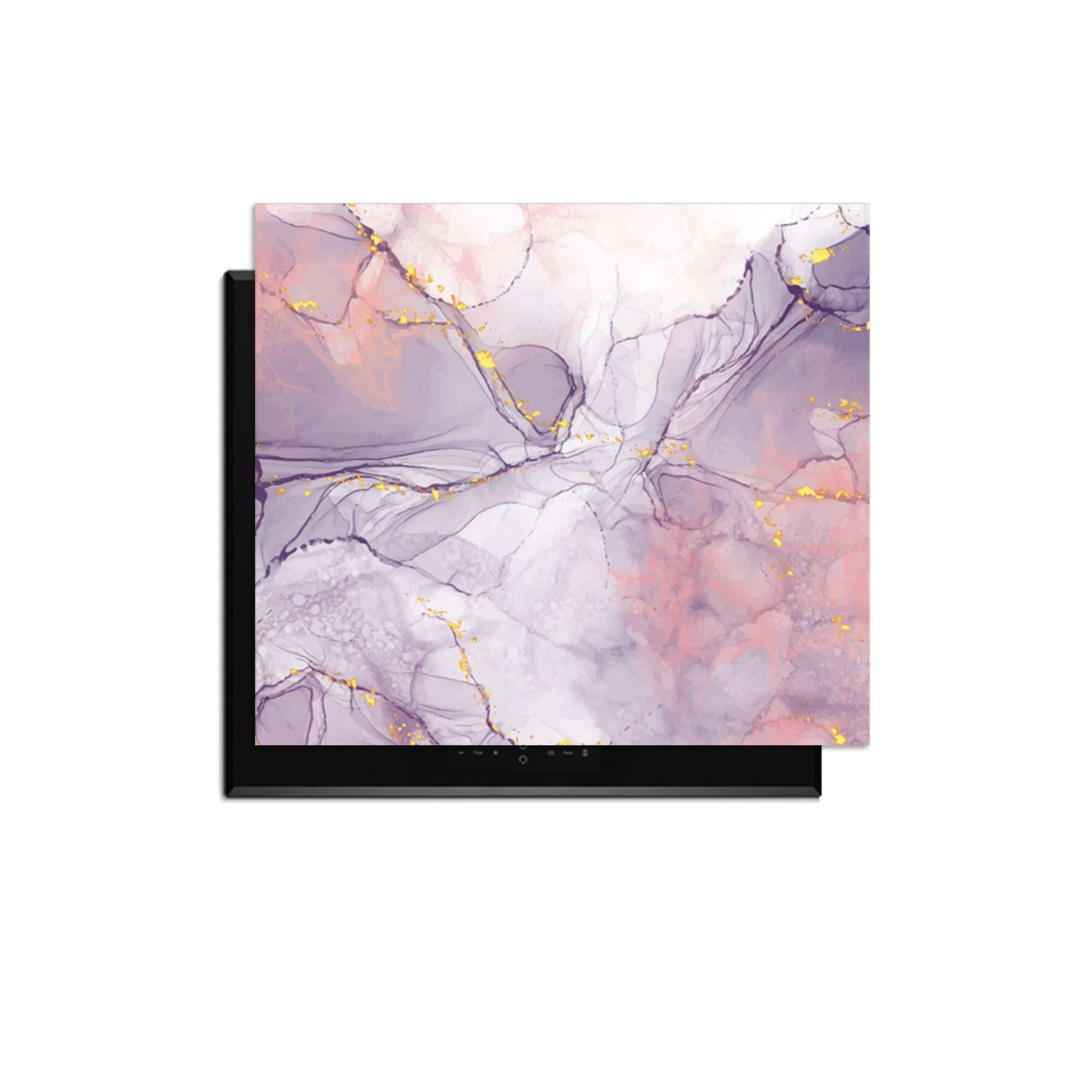 Lavendelmarmor - Herdabdeckplatte mit eleganten Lavendel- und Pfirsichtönen und goldenen Akzenten.