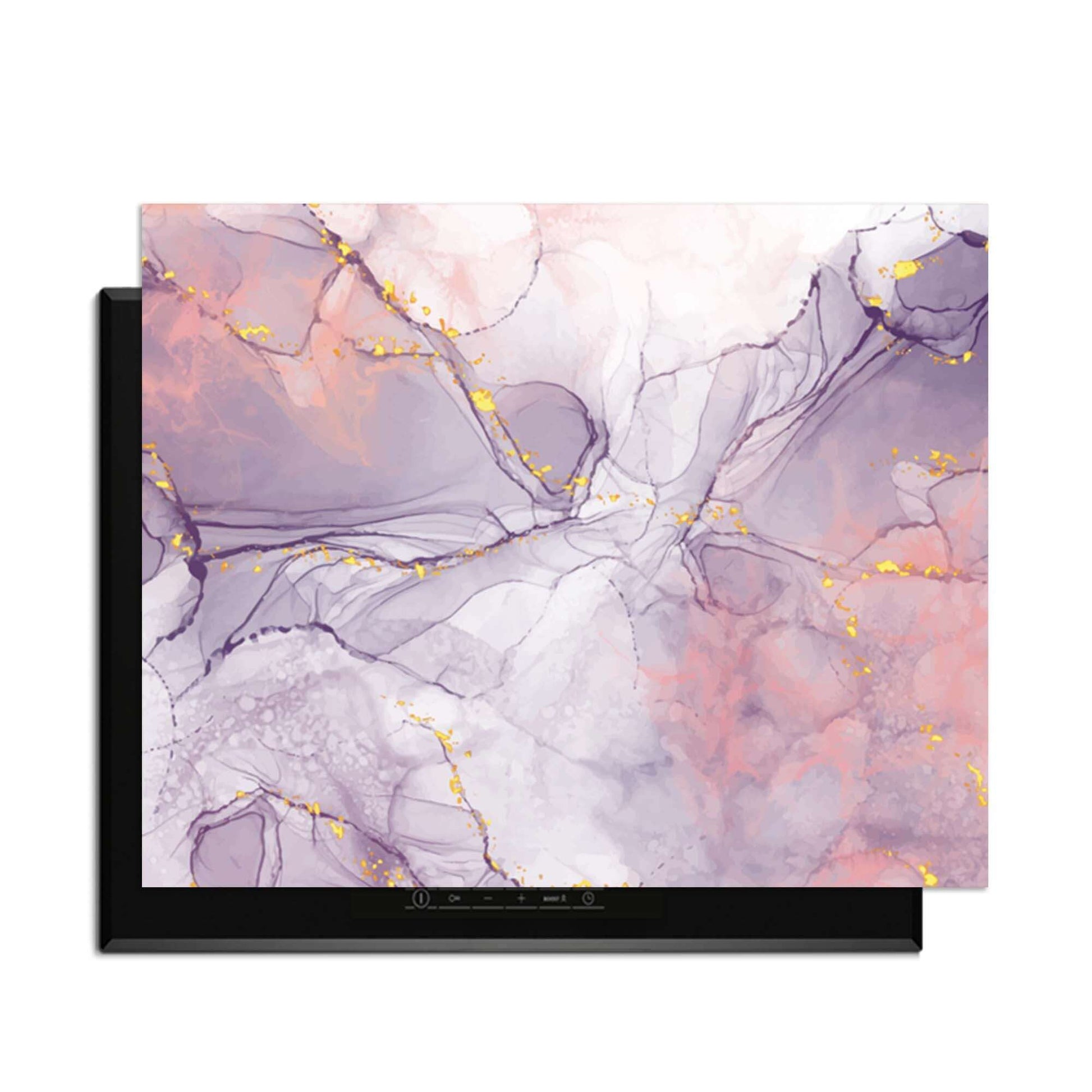 Lavendelmarmor - Herdabdeckplatte mit stilvollen Lavendel- und Pfirsichtönen und goldenen Akzenten