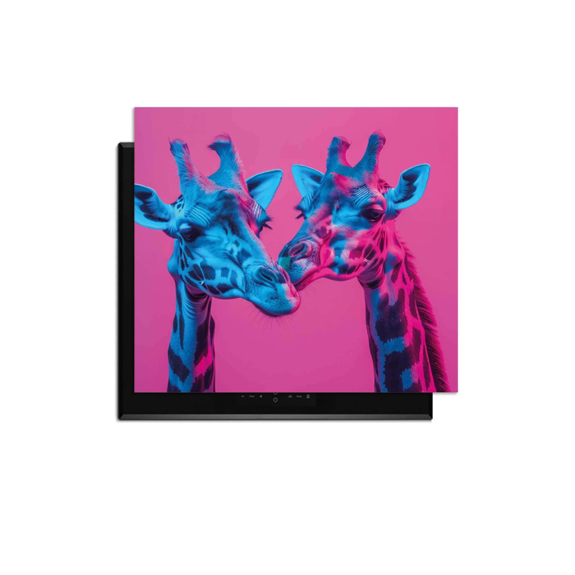 Neon Romance - Der Herdabdeckplatte mit zwei Neon-Giraffen macht Ihre Küche einzigartig und lebendig.