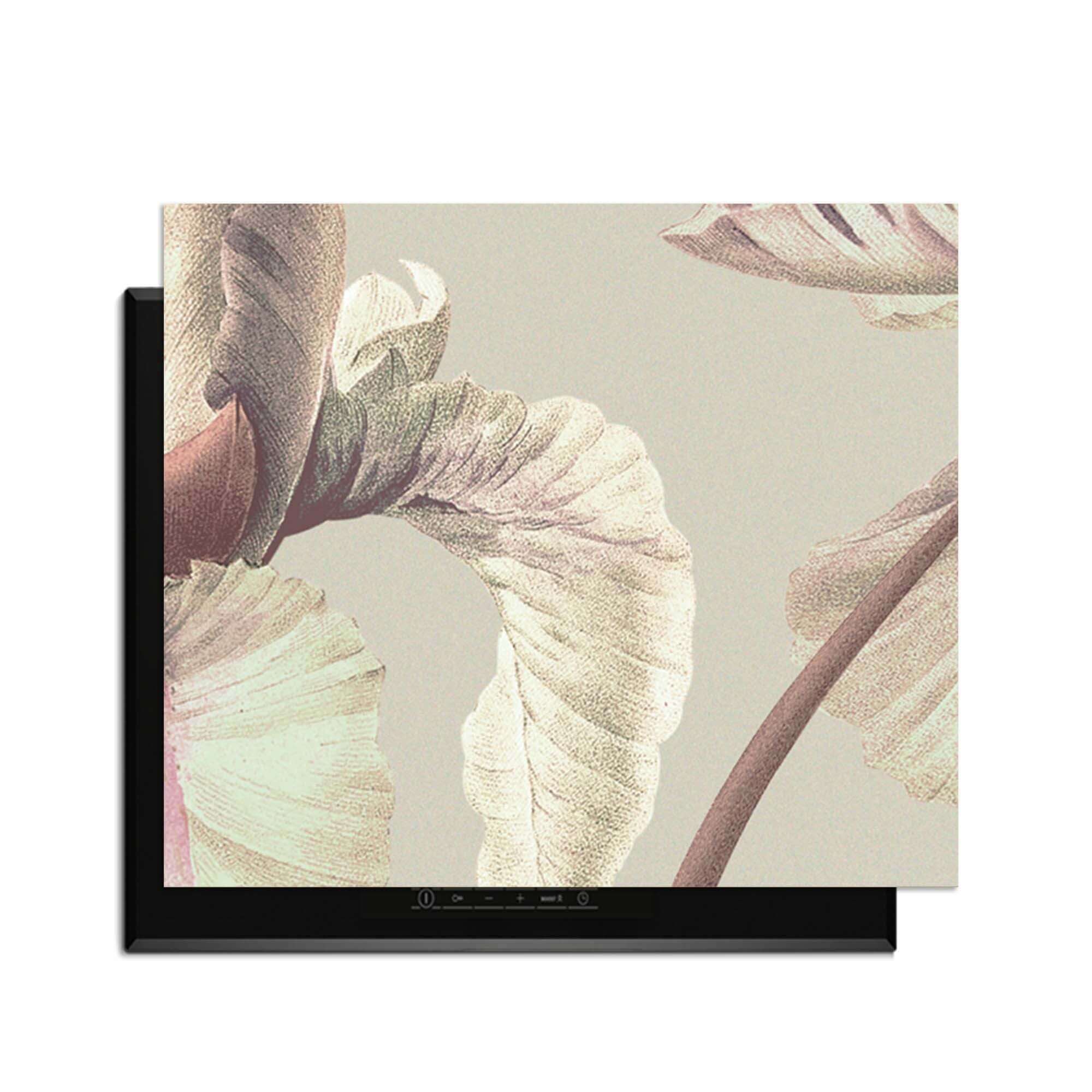 Blush Iris - Herdabdeckplatte mit elegantem Vintage-Design und Pastellfarben für Ihre Küche.
