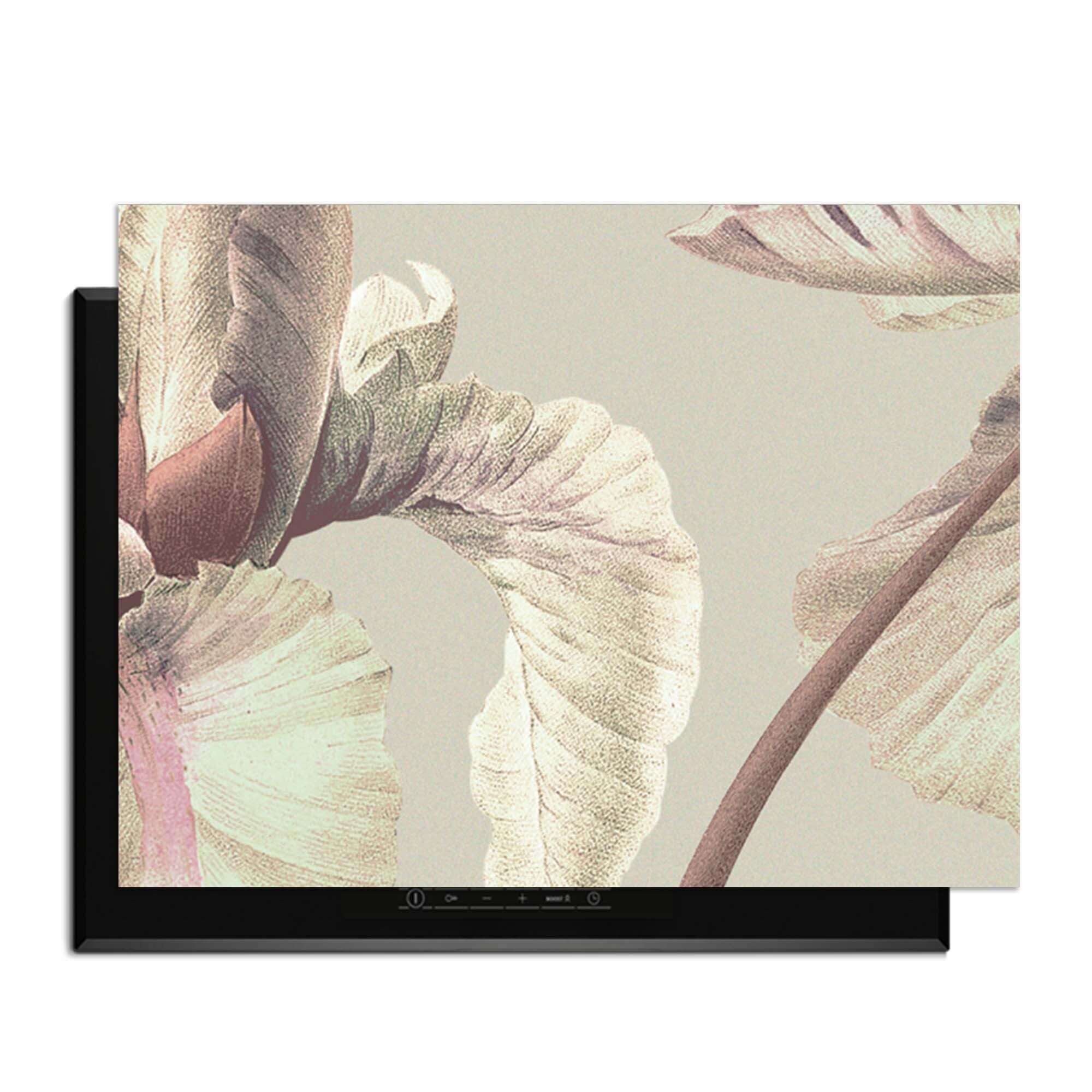 Blush Iris - Herdabdeckplatte mit elegantem Pastelldesign und floralem Vintage-Stil für Ihre Küche.