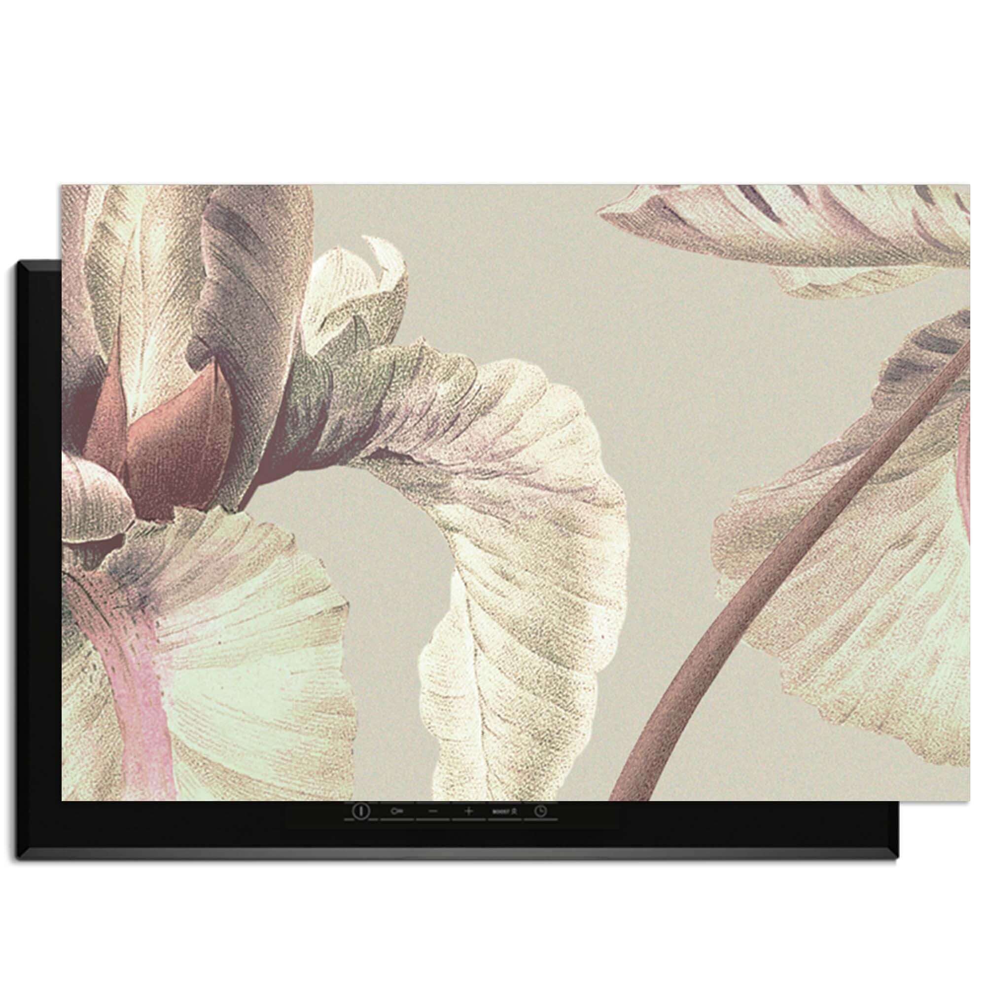 Blush Iris - Herdabdeckplatte mit Vintage-Pastellfarben und elegantem Blumendesign.