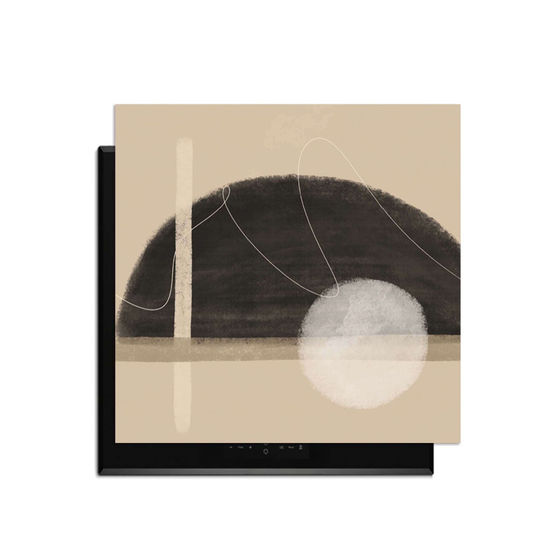 Sand Dusk - Japandi Herdabdeckplatte mit minimalistischem Design in Sandfarbe.