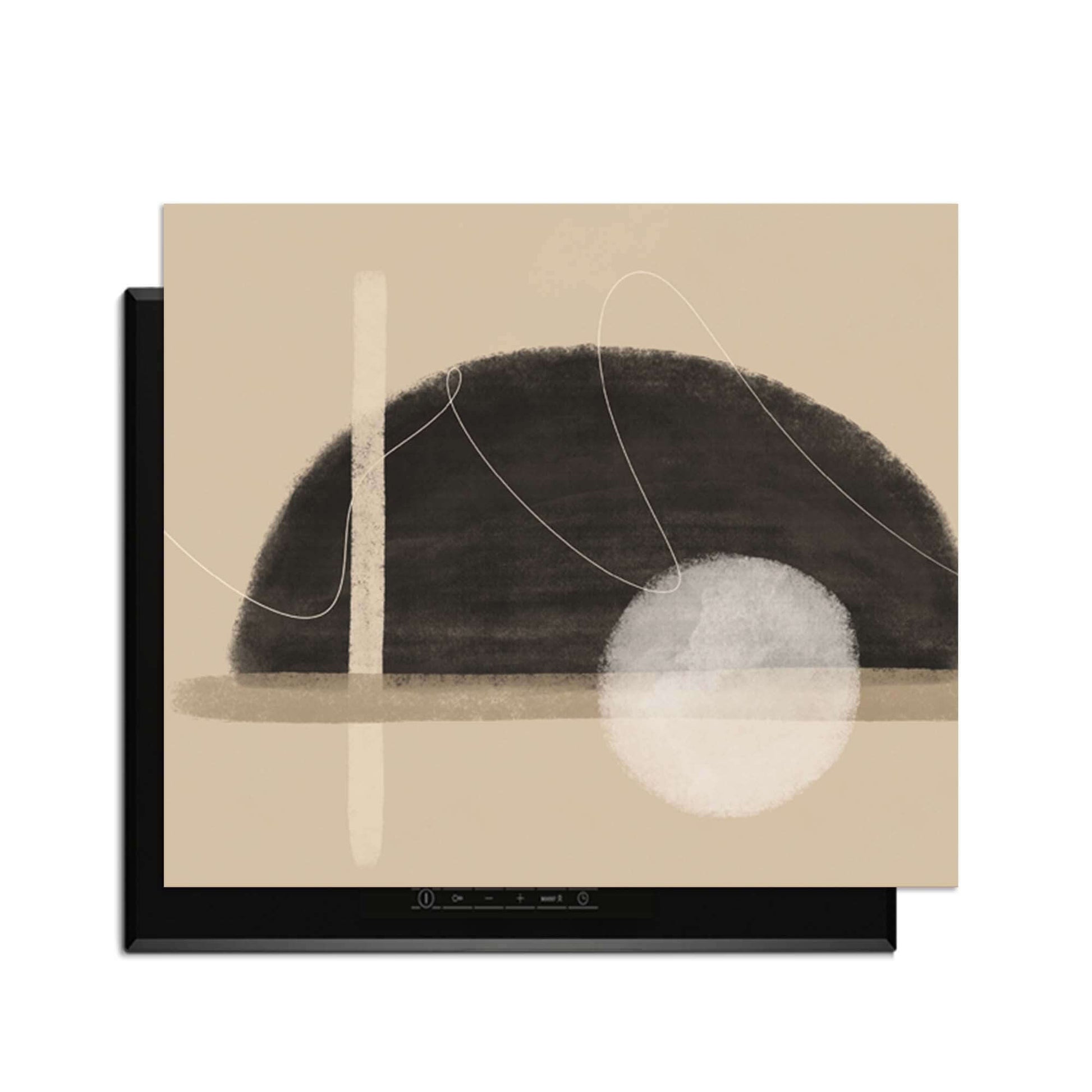 Sand Dusk - Japandi Herdabdeckplatte mit minimalistischem sandfarbenem Design für jede Küche.