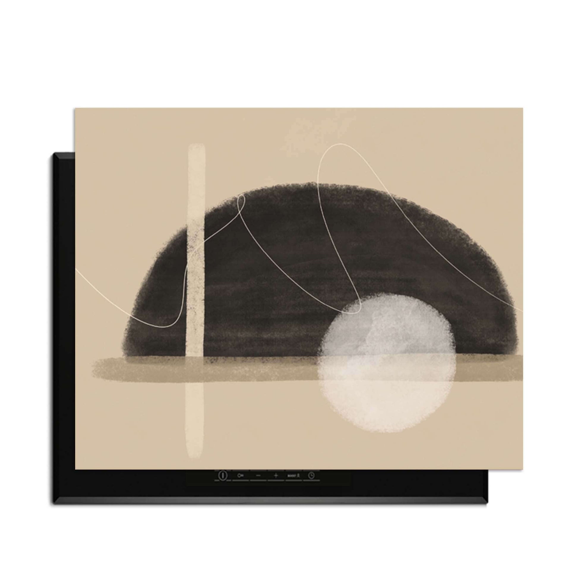 Sand Dusk - Japandi Herdabdeckplatte mit minimalistischem und warmem sandfarbenem Design
