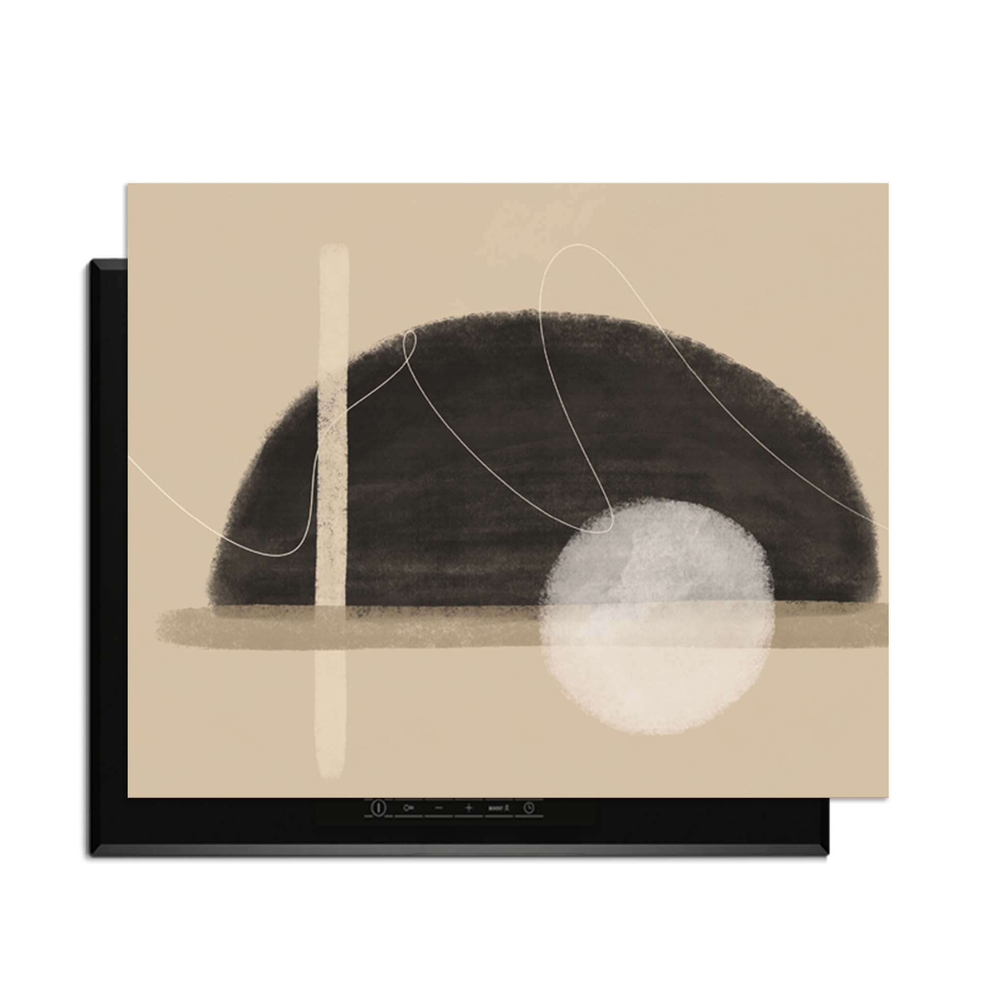 Sand Dusk - Japandi Herdabdeckplatte mit minimalistischem und warmem sandfarbenem Design